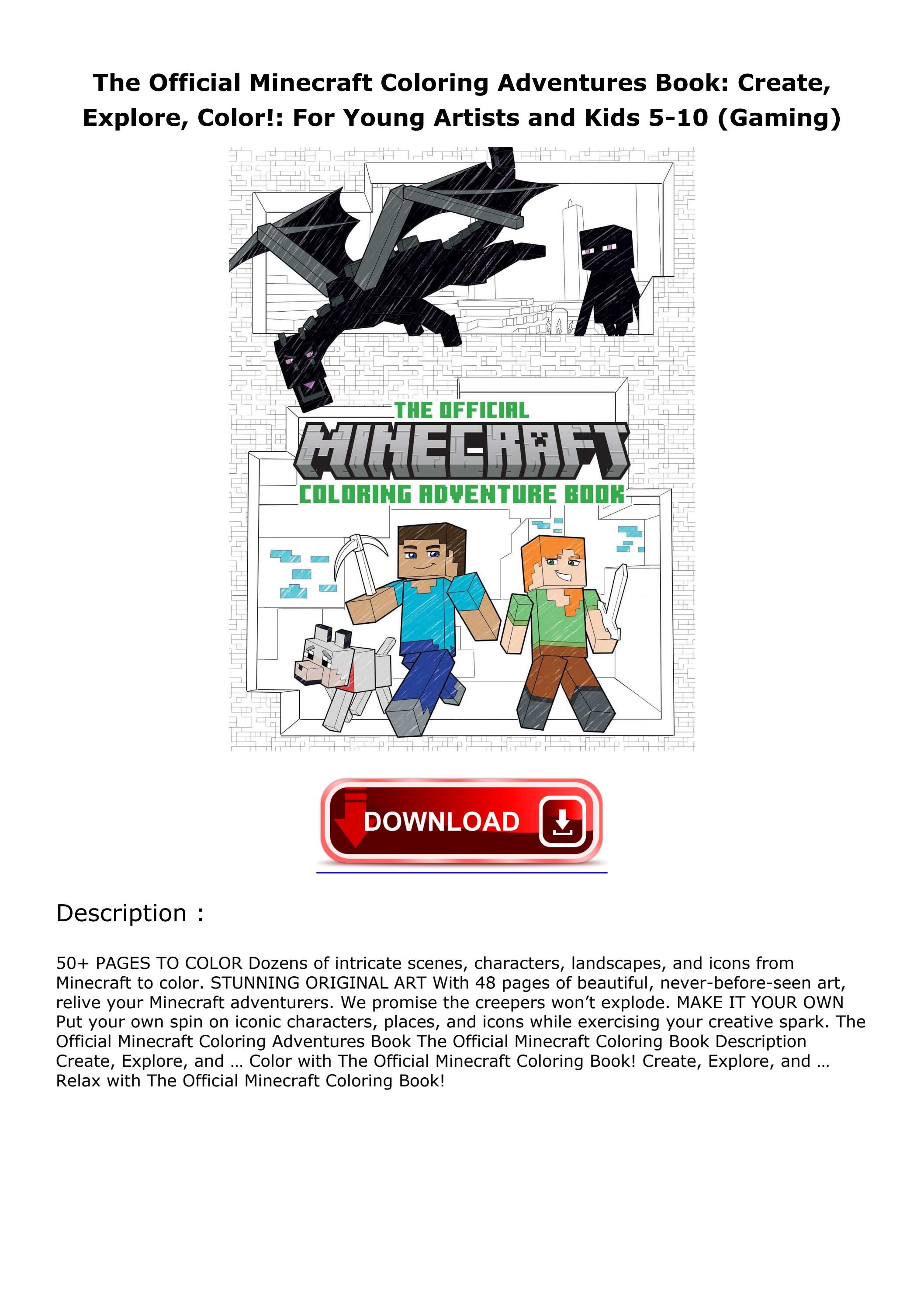 √PDF_ The Official Minecraft Coloring Adventures Book: Create, Explore ...