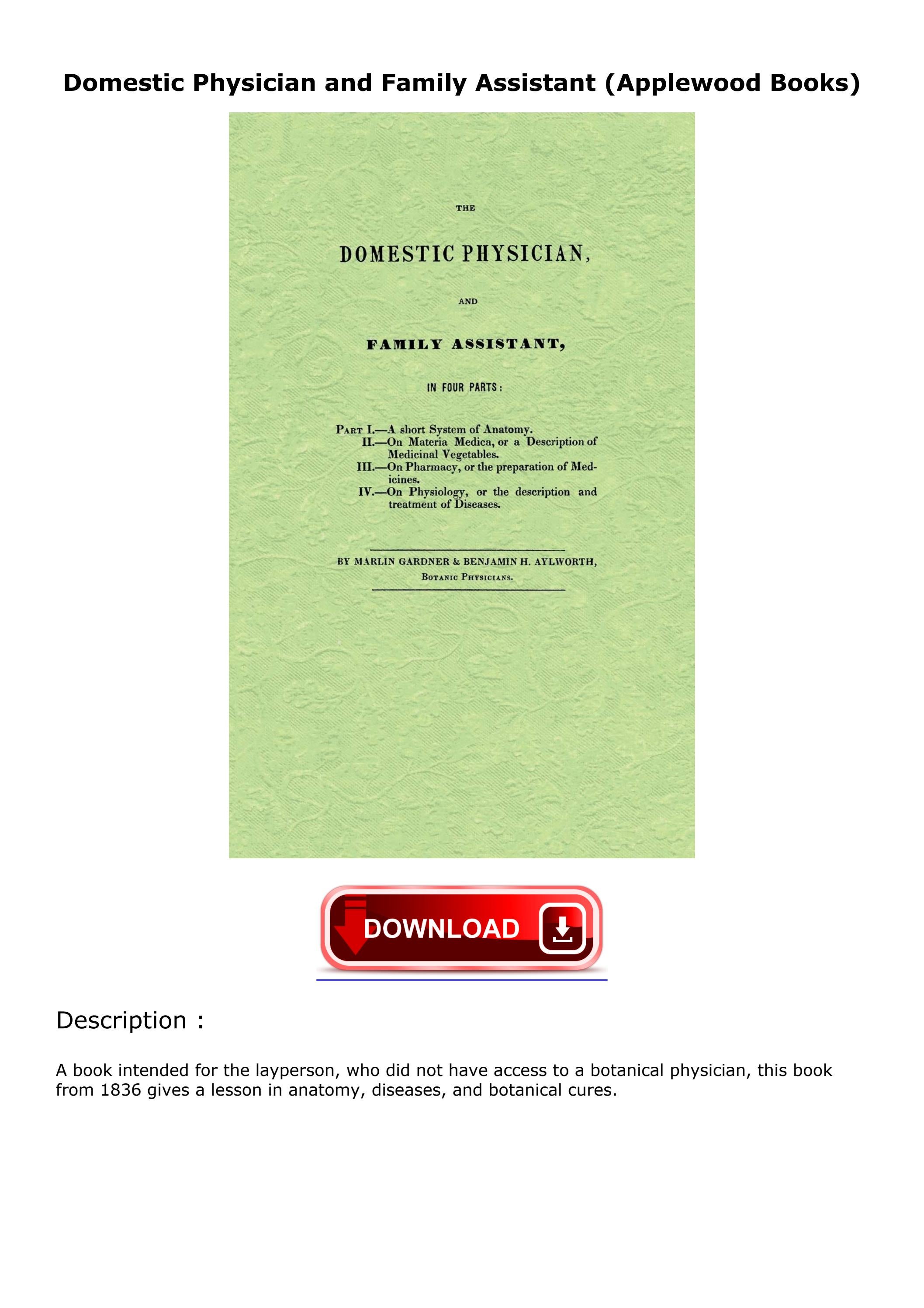 ⚡PDF Download⚡ Domestic Physician and Family Assistant (Applewood Book