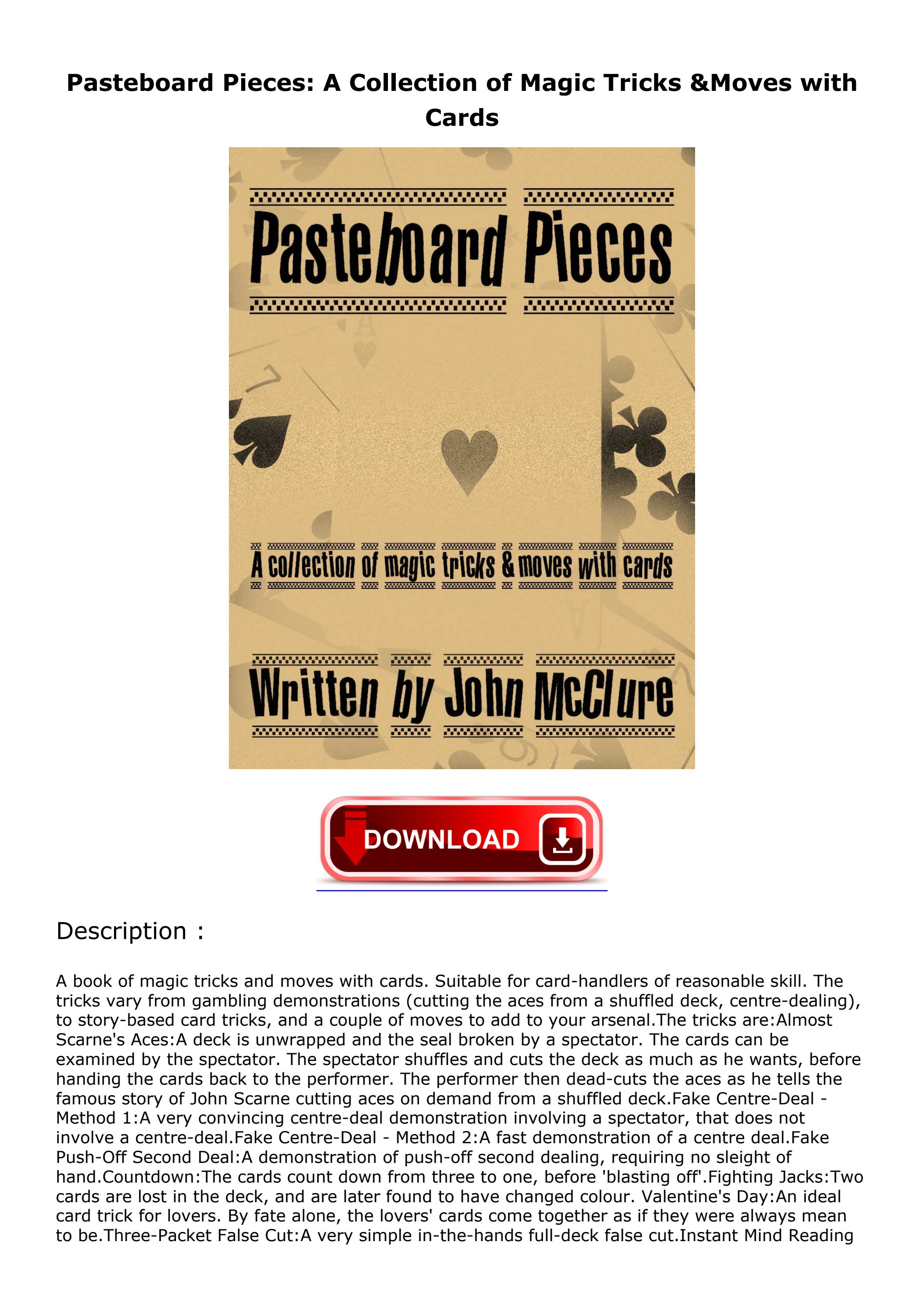 EPUB DOWNLOAD Pasteboard Pieces A Collection of Magic Tricks & Move by