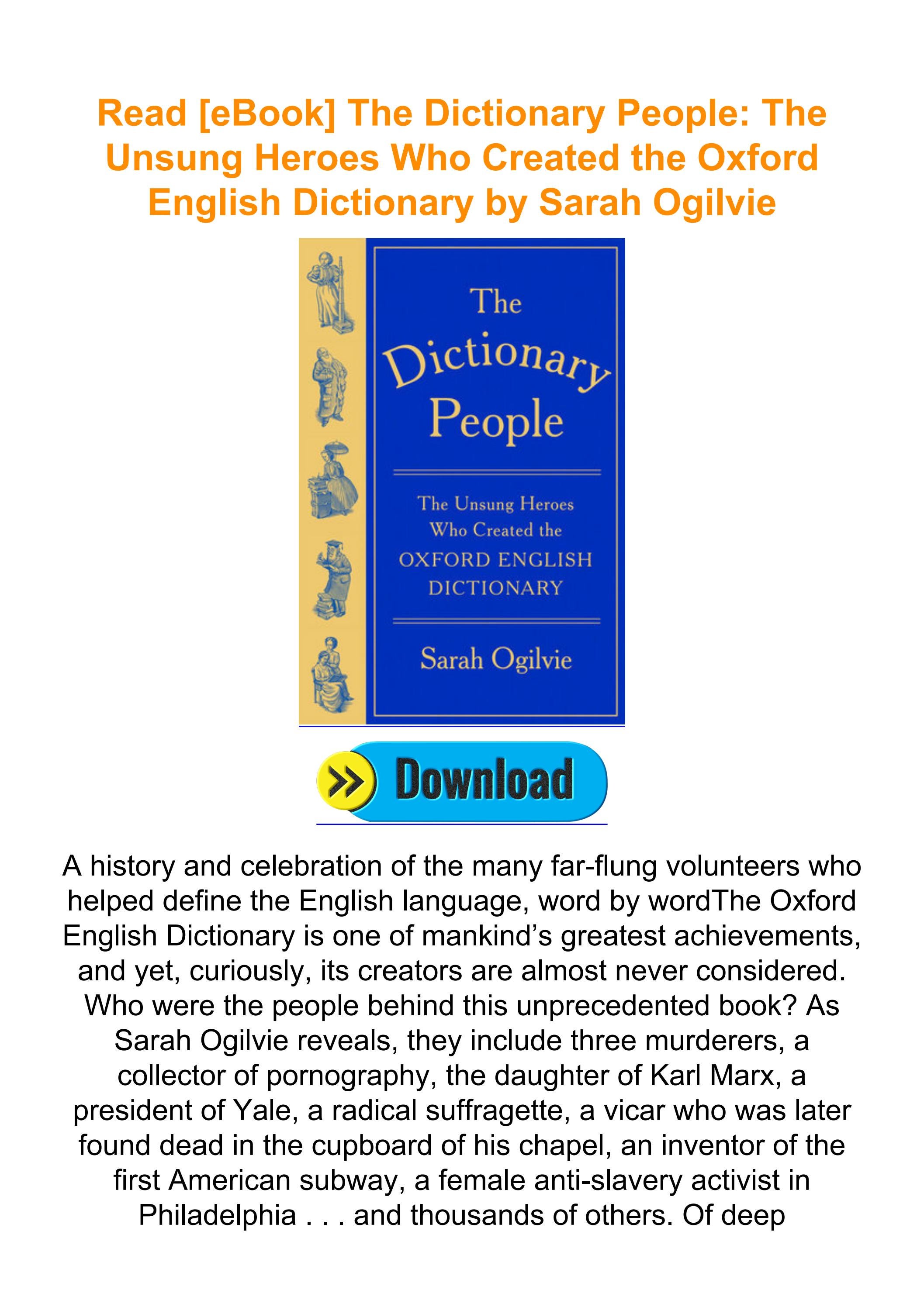 Read [eBook] The Dictionary People The Unsung Heroes Who Created the