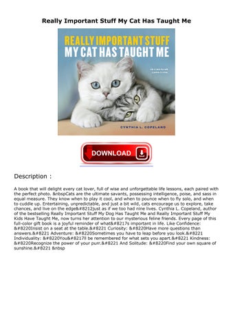PDF/READ Really Important Stuff My Cat Has Taught Me kindle by ...