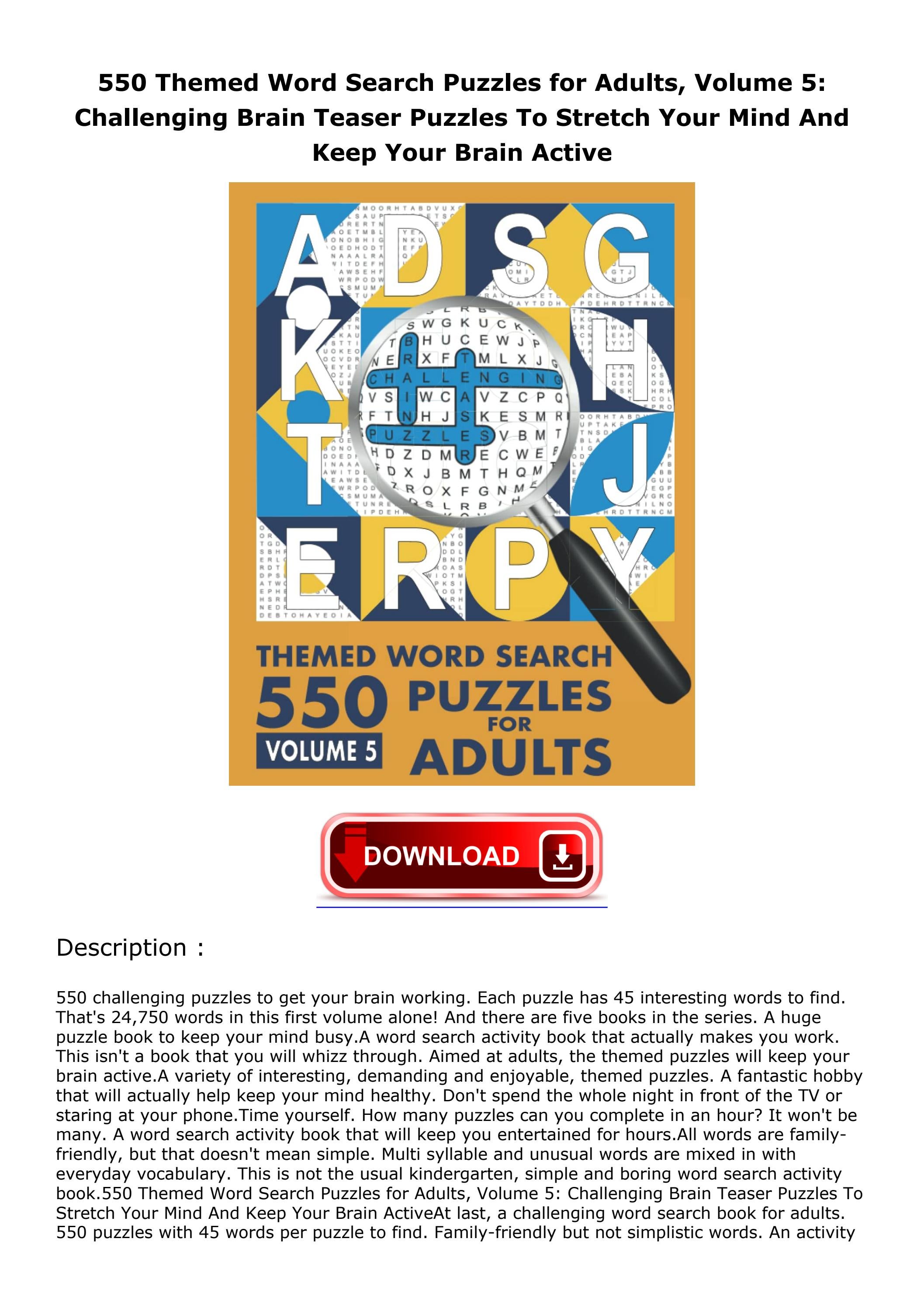 ⭐Download Book⭐ [PDF] 550 Themed Word Search Puzzles for Adults, Volum ...