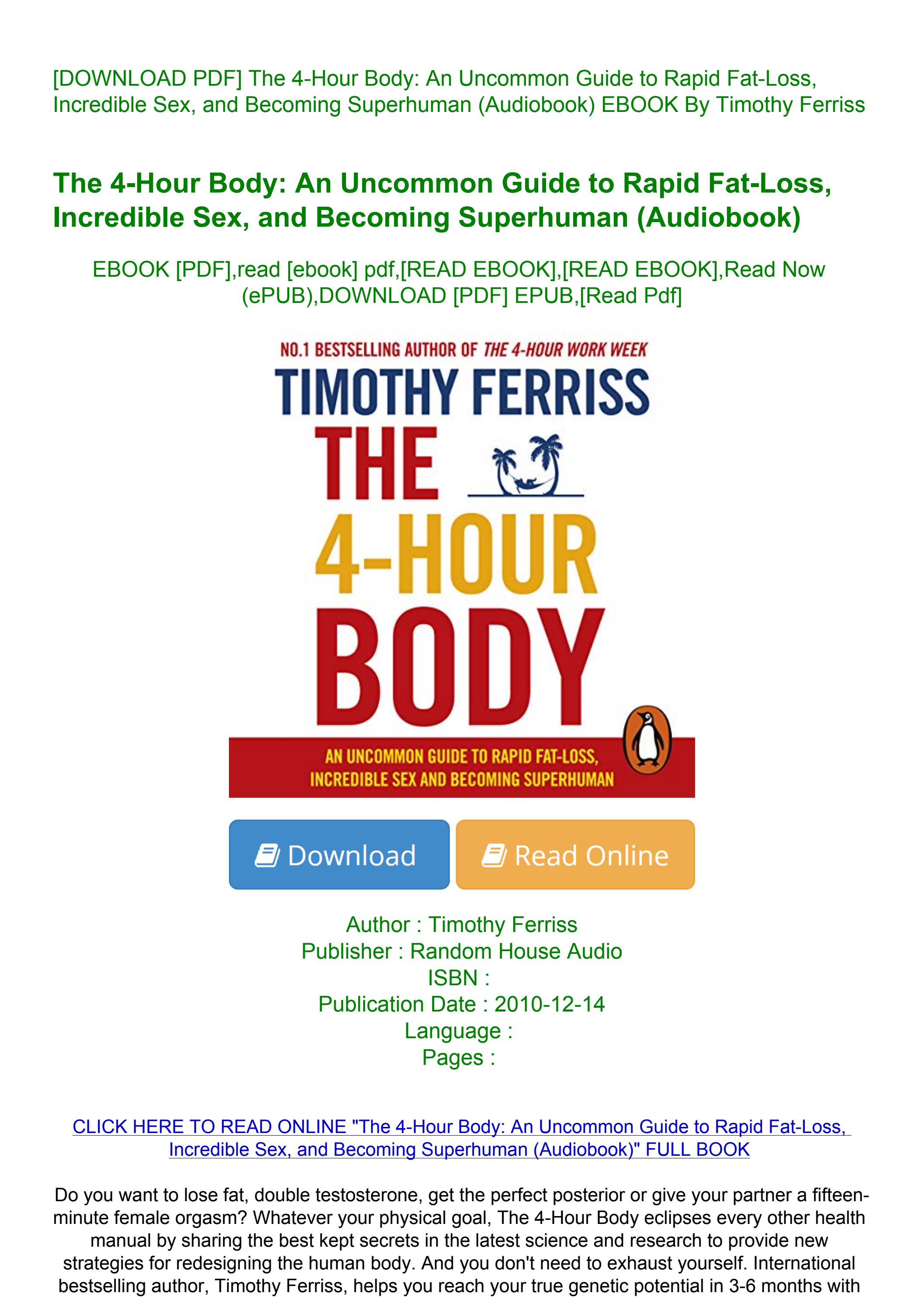[DOWNLOAD PDF] The 4-Hour Body An Uncommon Guide to Rapid Fat-Loss ...
