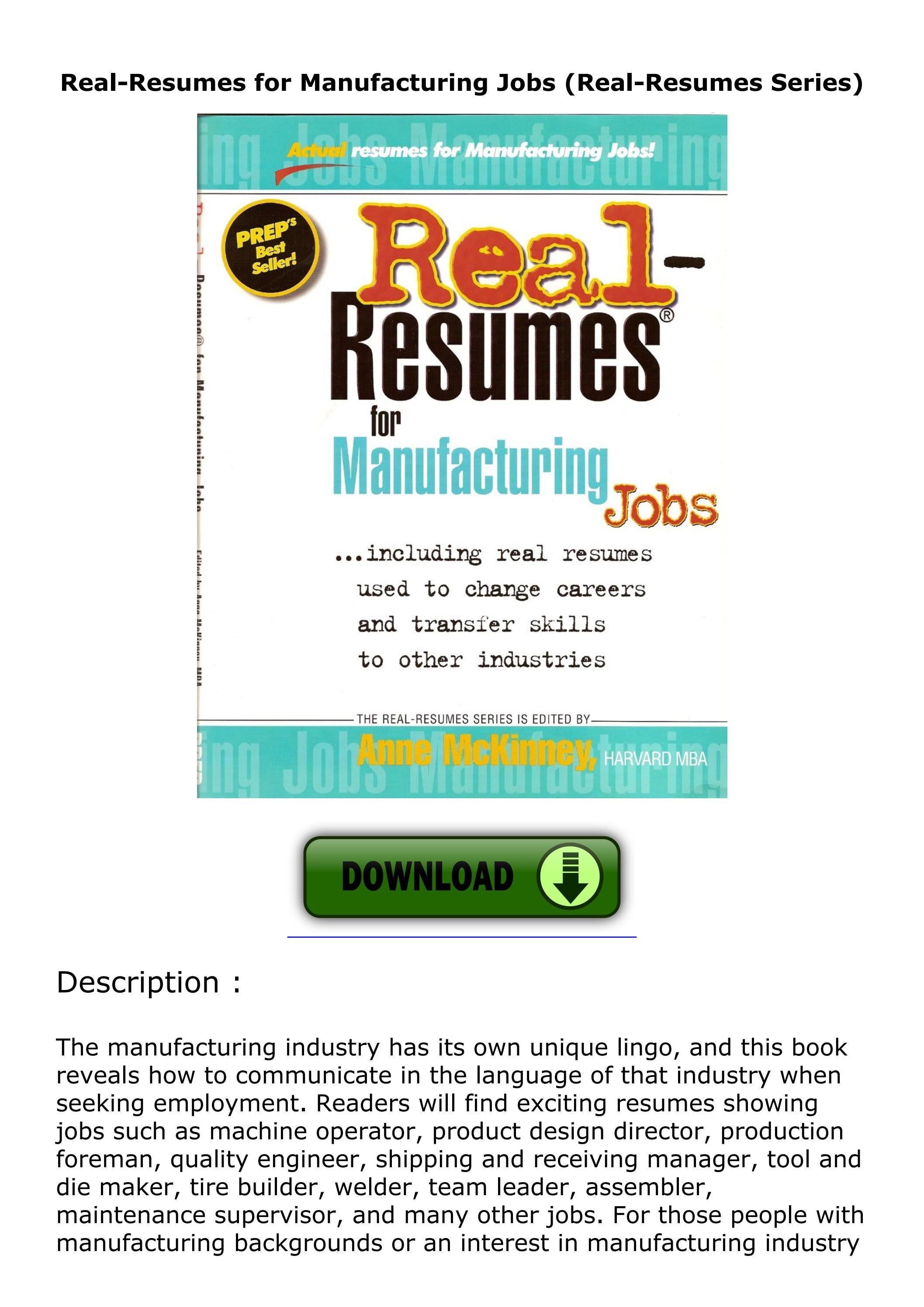 Ebook download Real Resumes - Page 1