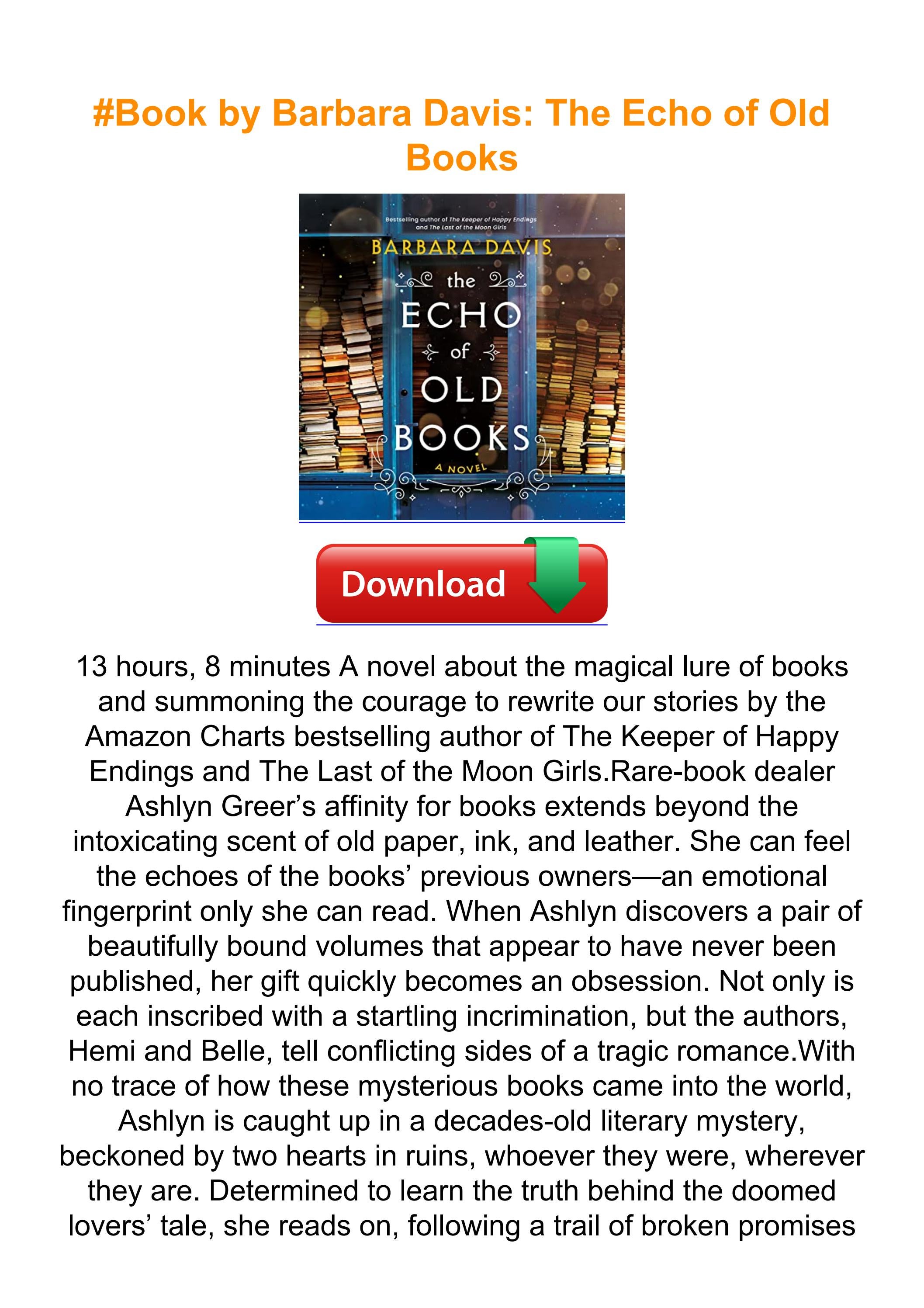 #eBOok by Barbara Davis: The Echo of Old Books by GirolamoBellucci86947 ...