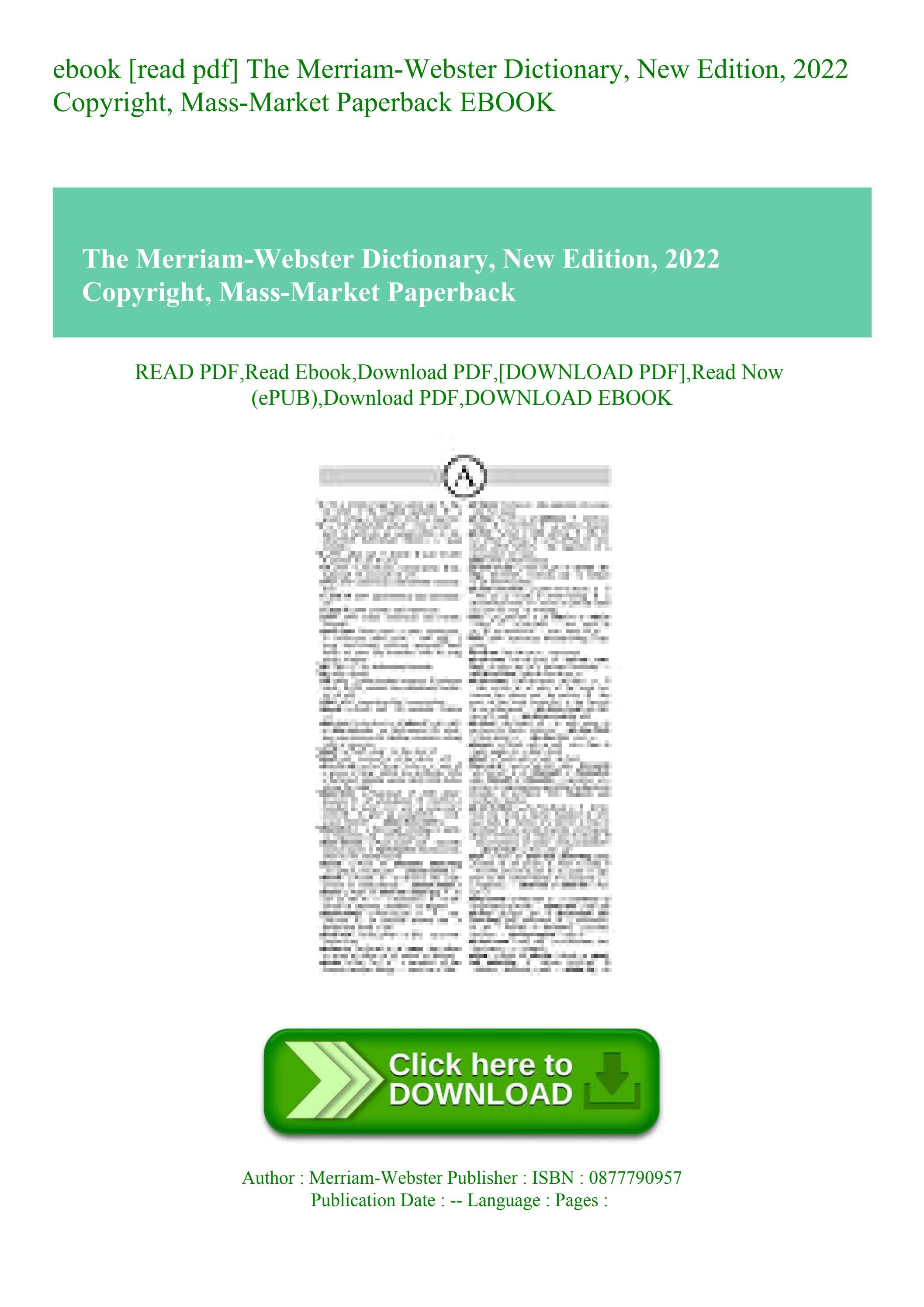 ebook [read pdf] The Merriamster Dictionary New Edition 2022