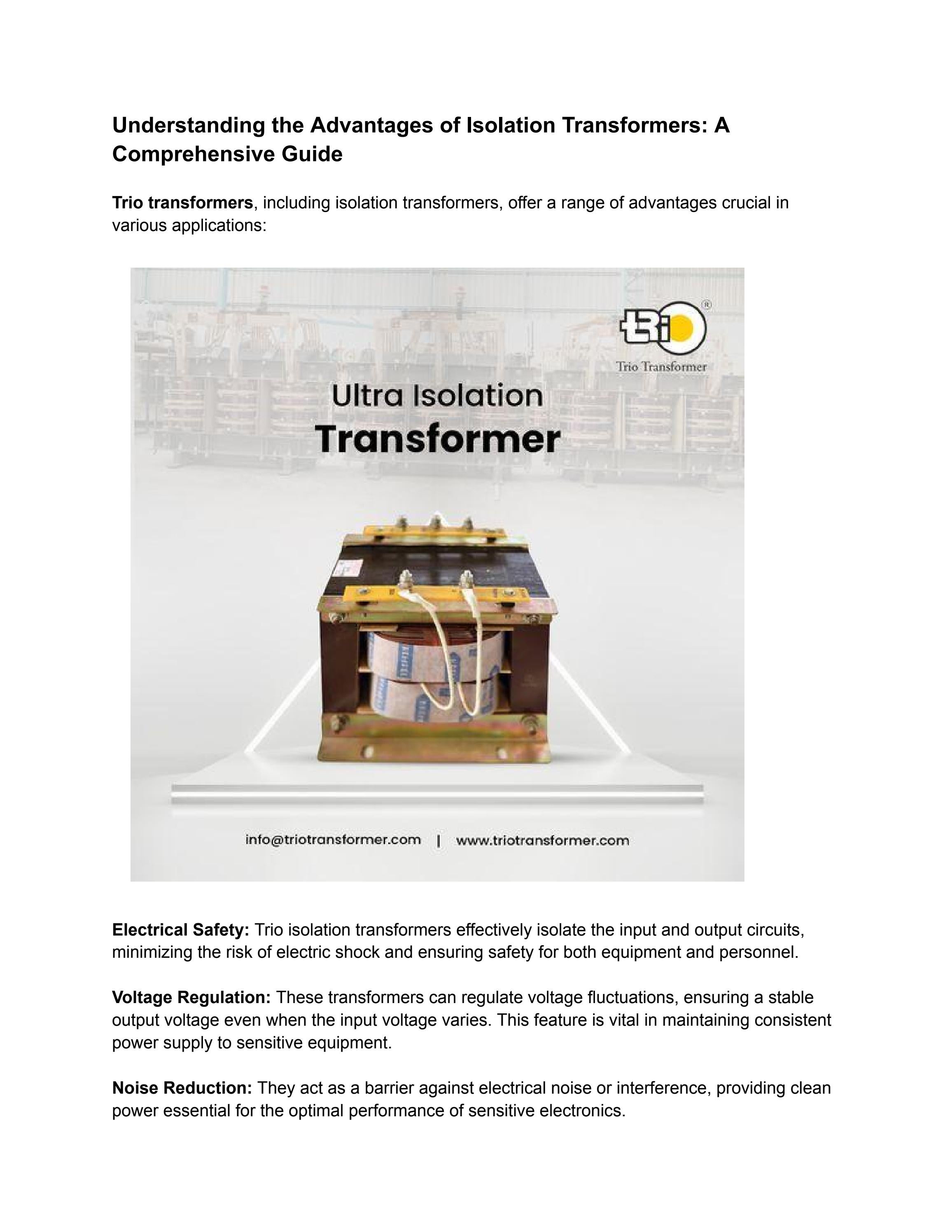 Understanding the Advantages of Isolation Transformers A Comprehensive