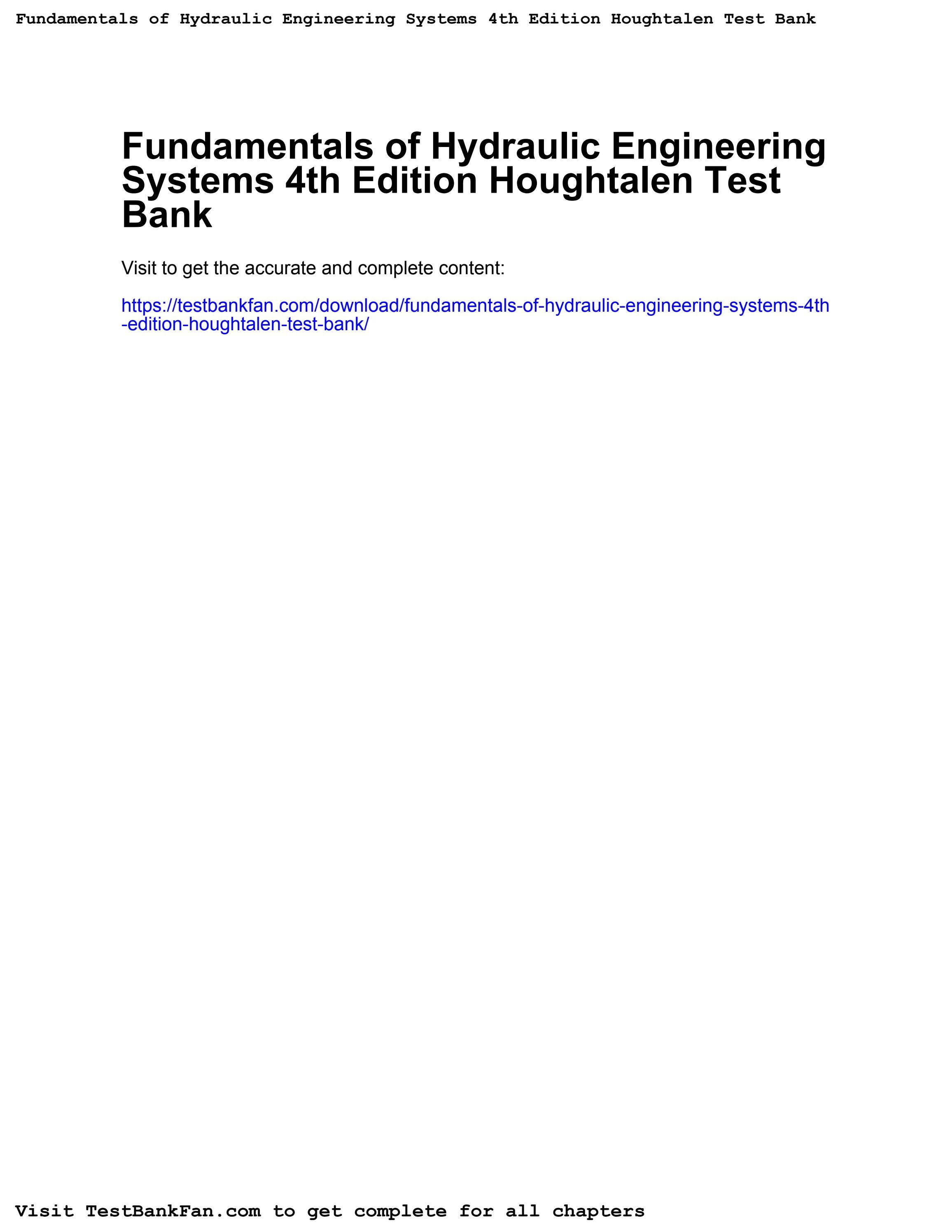 Full_download_fundamentals of hydraulic engineering systems 4th edition
