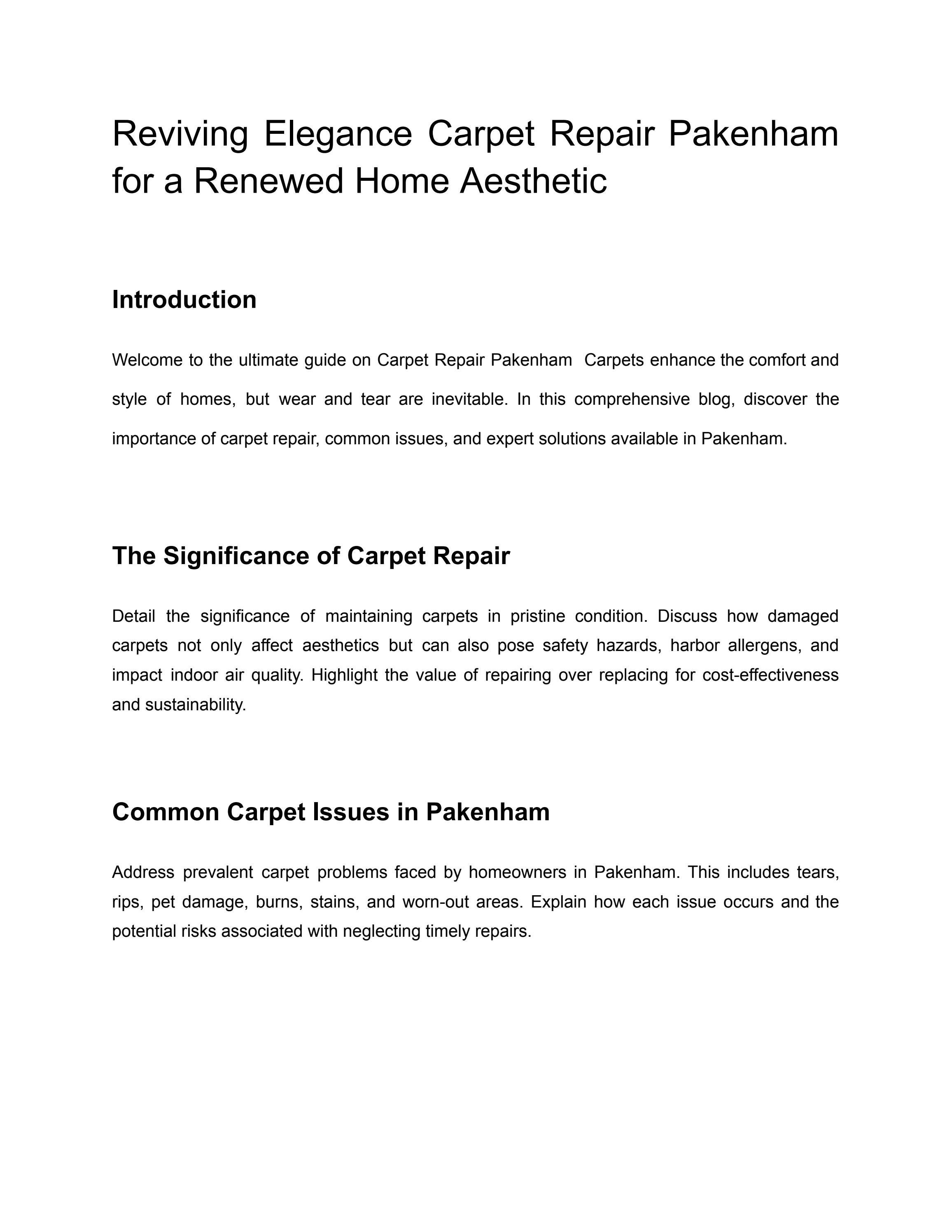 Reviving Elegance Carpet Repair Pakenham for a Renewed Home Aesthetic