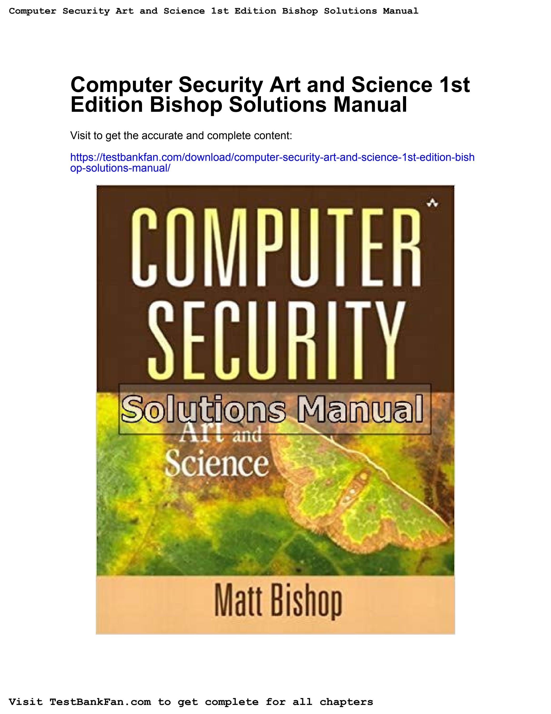 security art and science 1st edition