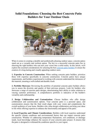 Solid Foundations - Choosing the Best Concrete Patio Builders for Your