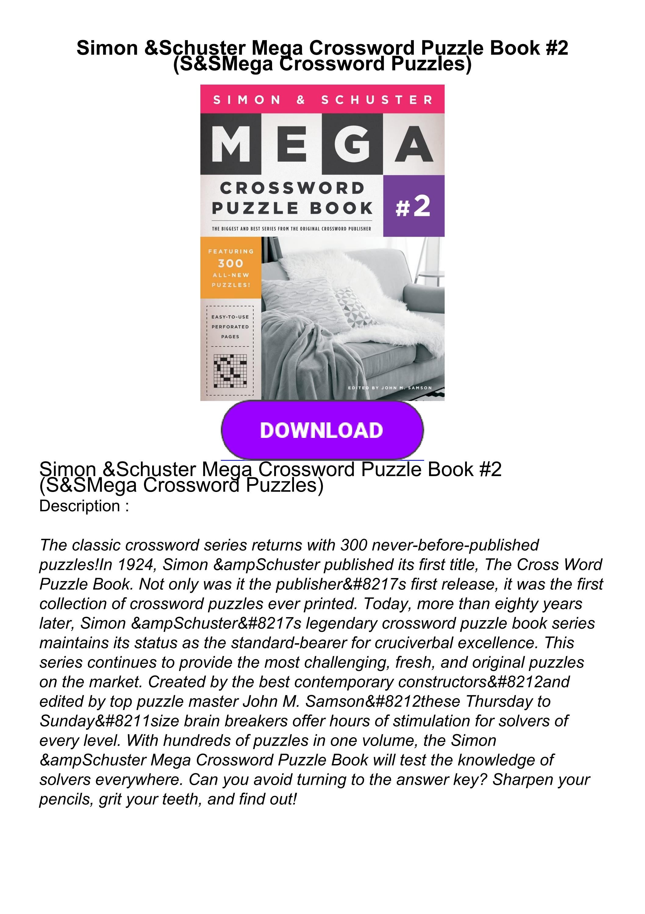 ⚡PDF DOWNLOAD Simon Schuster Mega Crossword Puzzle Book #2 (S S Mega