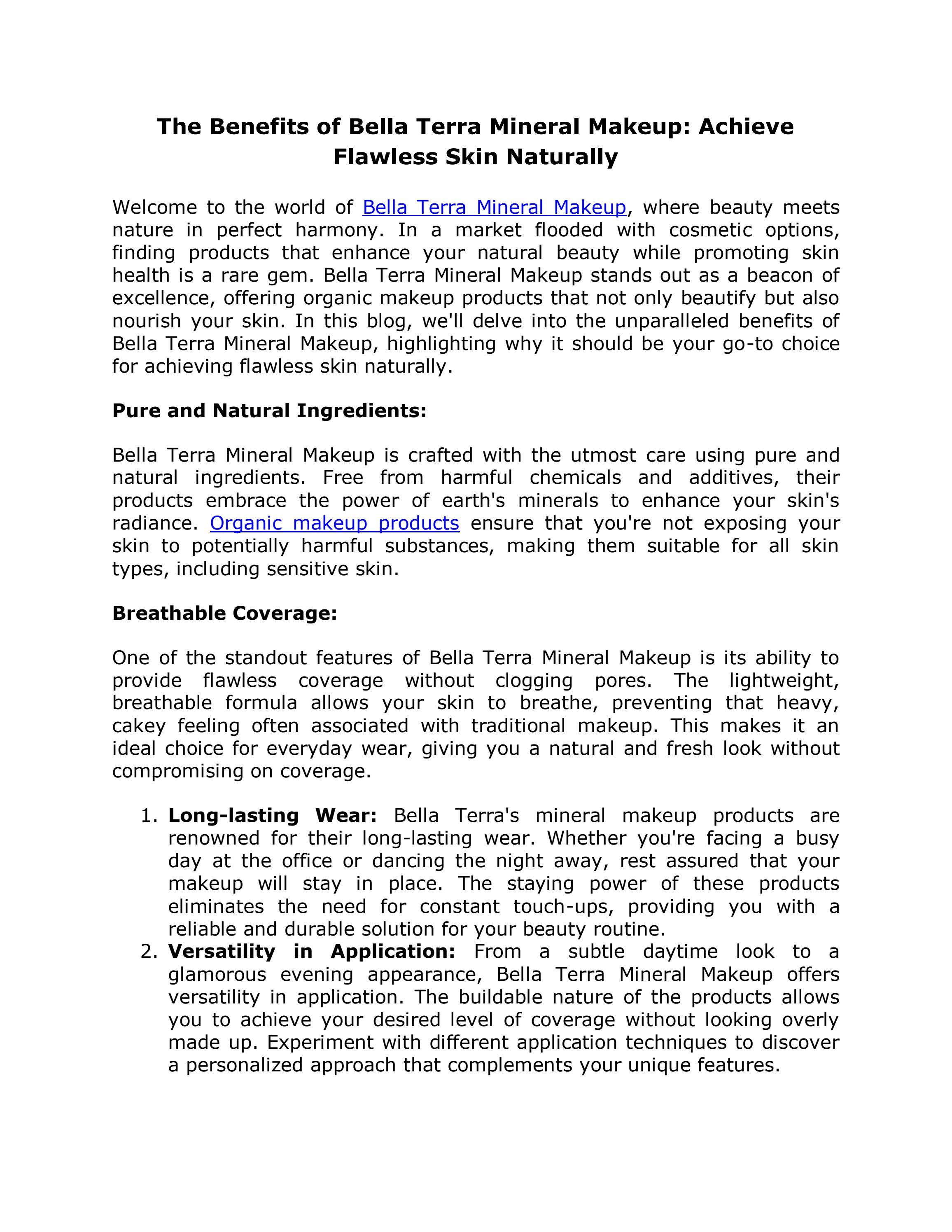 The Benefits of Bella Terra Mineral MakeupAchieve Flawless Skin