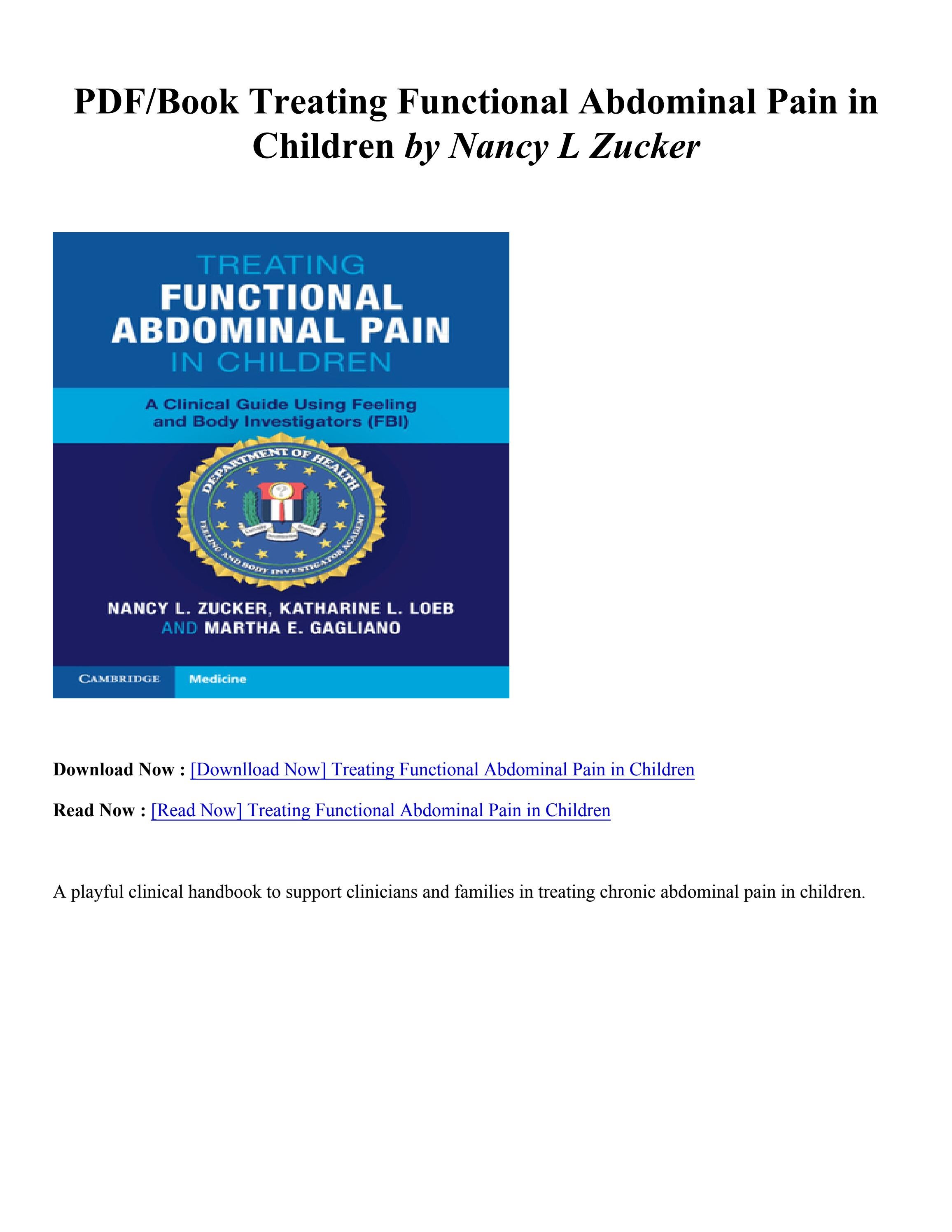 (PDF) Download Treating Functional Abdominal Pain in Children By Nancy ...