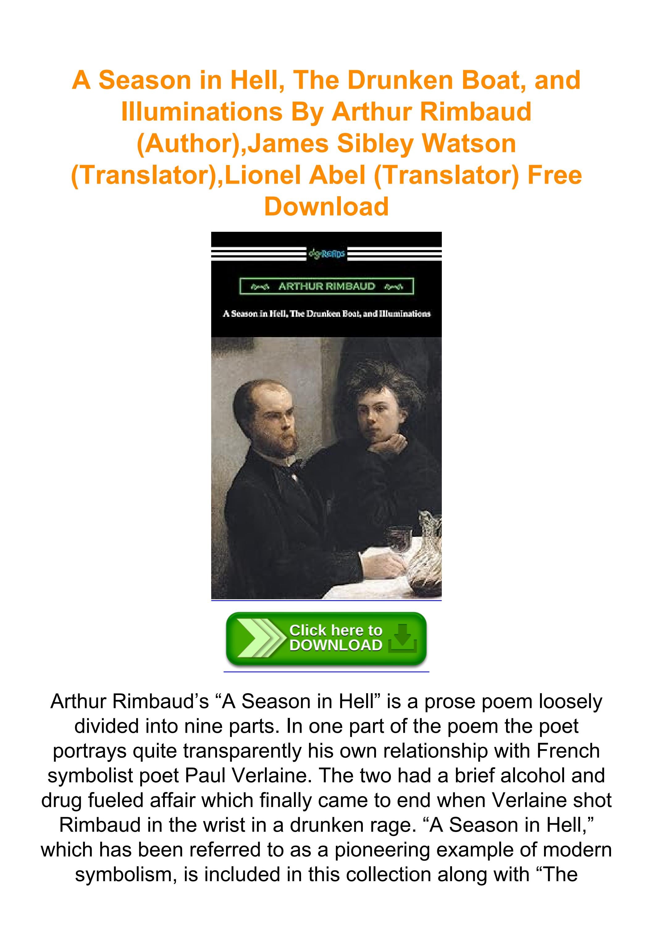 A Season in Hell, The Drunken Boat, and Illuminations By Arthur Rimbaud
