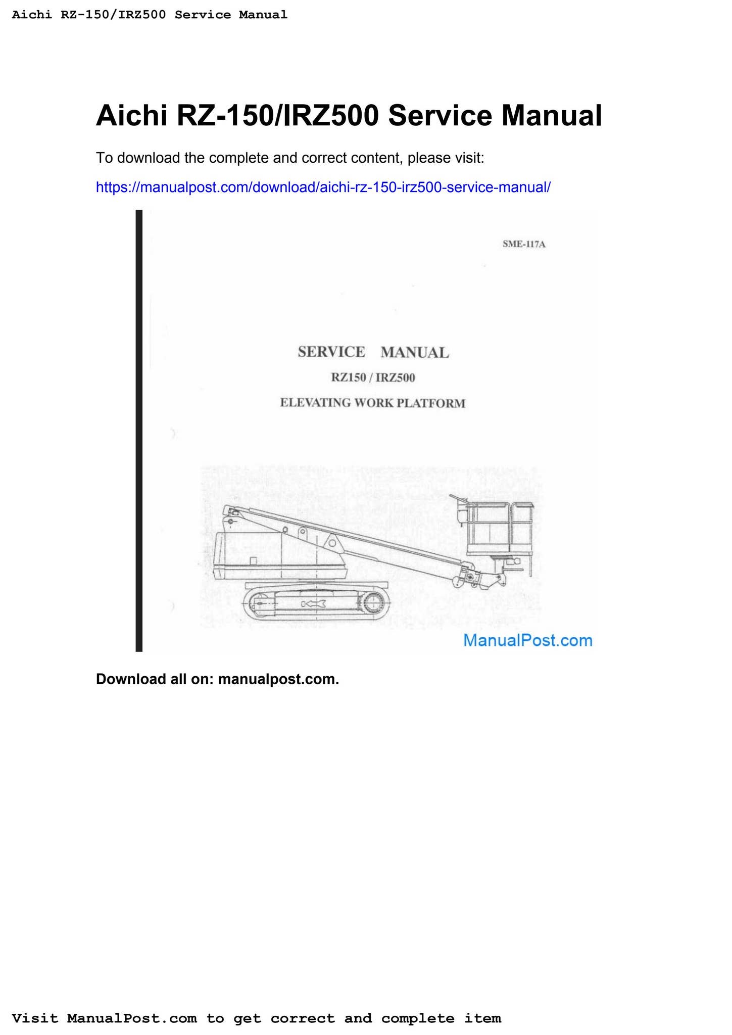 新作人気 Aichi rz 150 irz500 service manual by tommie.mccoy942 - Issuu 人文