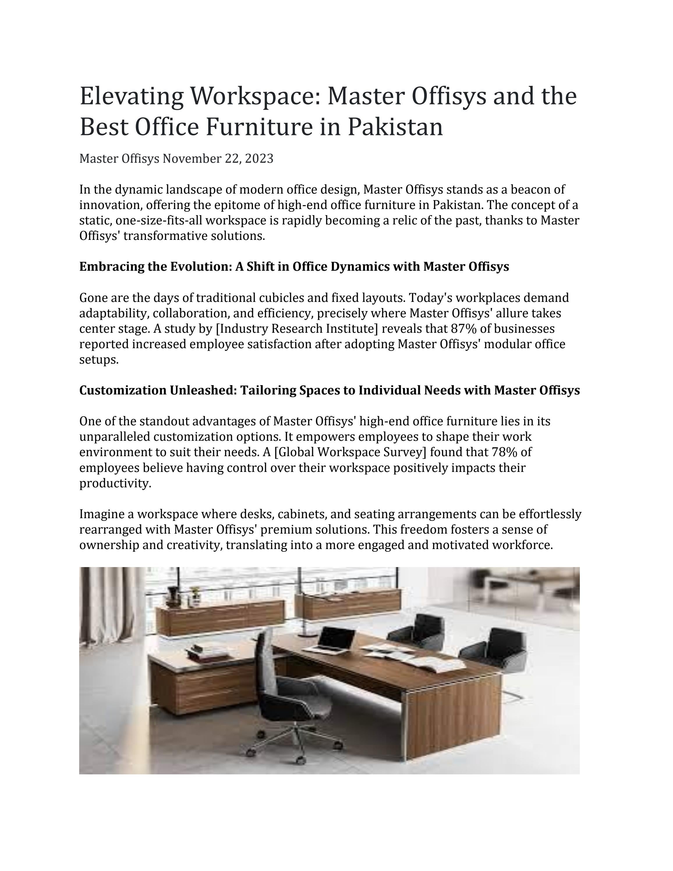 Master Offisys and the Best Office Furniture in Pakistan by