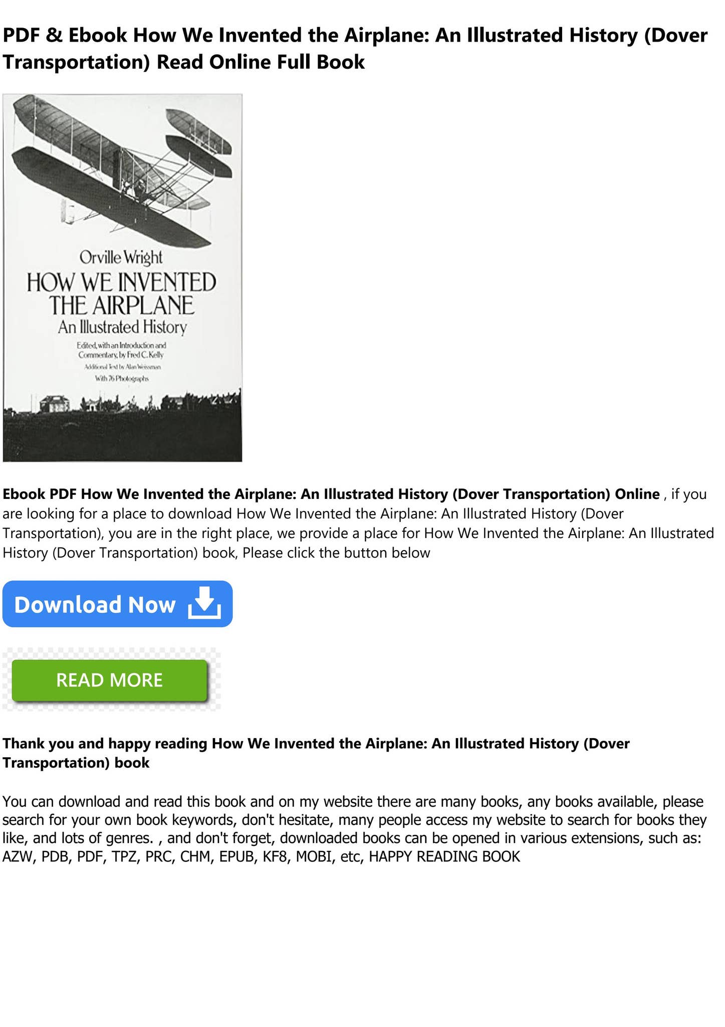 Read Book [PDF] How We Invented the Airplane: An Illustrated History ...