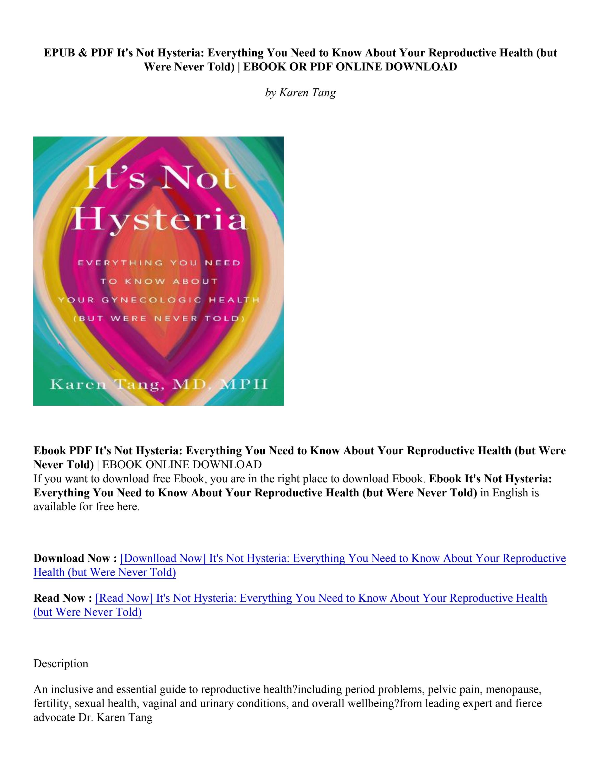 [PDF Download] It's Not Hysteria Everything You Need to Know About