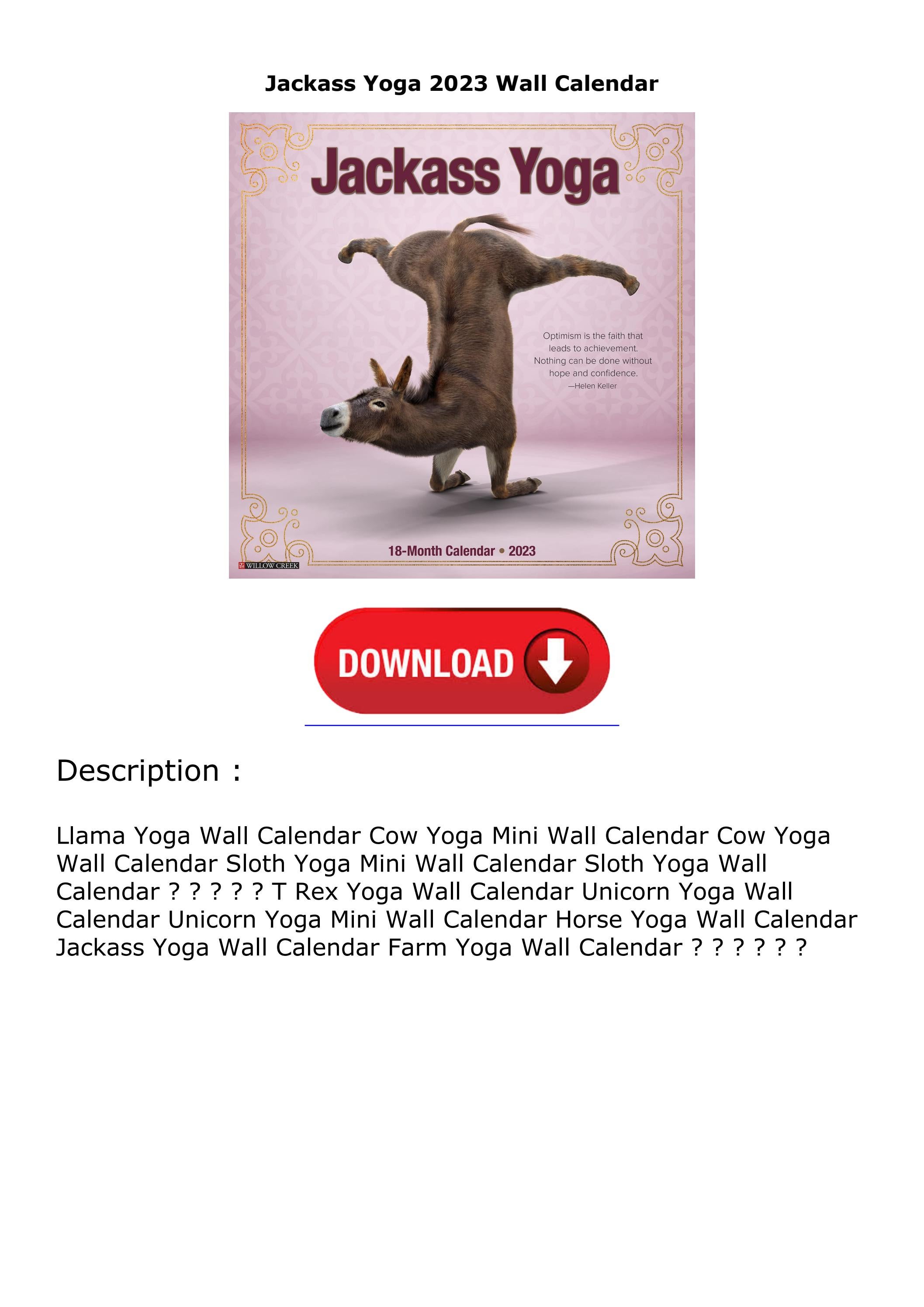 PDF Download Jackass Yoga 2023 Wall Calendar by anastasiahworthcuevas