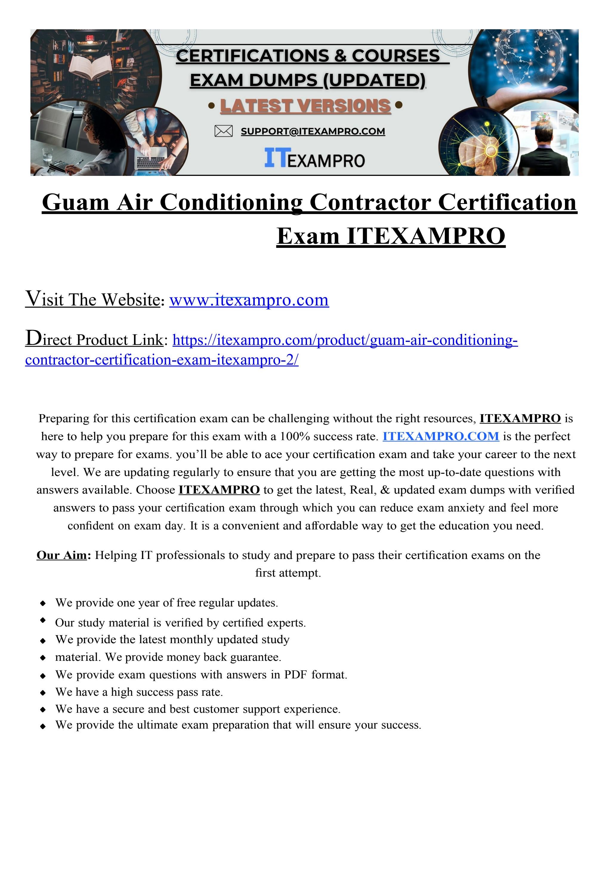 Guam Air Conditioning Contractor Certification Exam ITEXAMPRO by