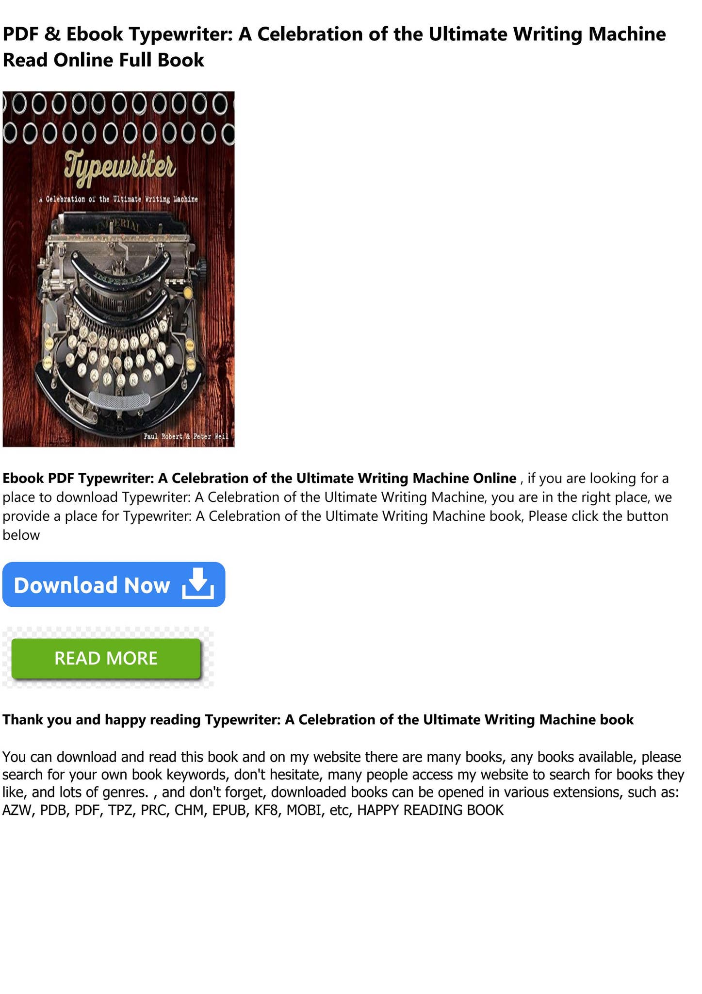 [PDF] Typewriter: A Celebration of the Ultimate Writing Machine TXT,PDF ...