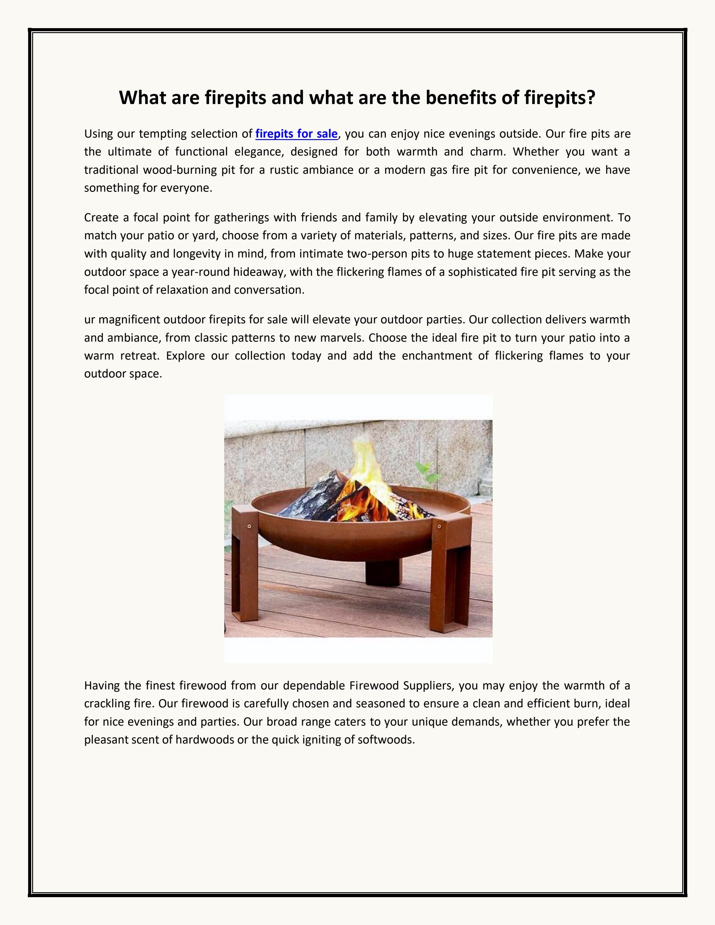 What are firepits and what are the benefits of firepits? by patrick