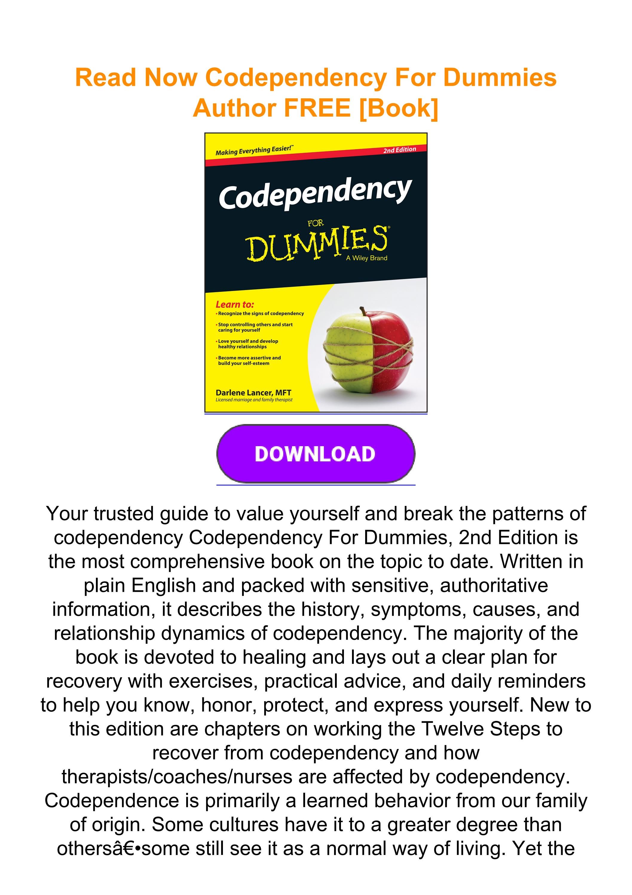 Read Now Codependency For Dummies Author FREE [Book] by MarieWagner324
