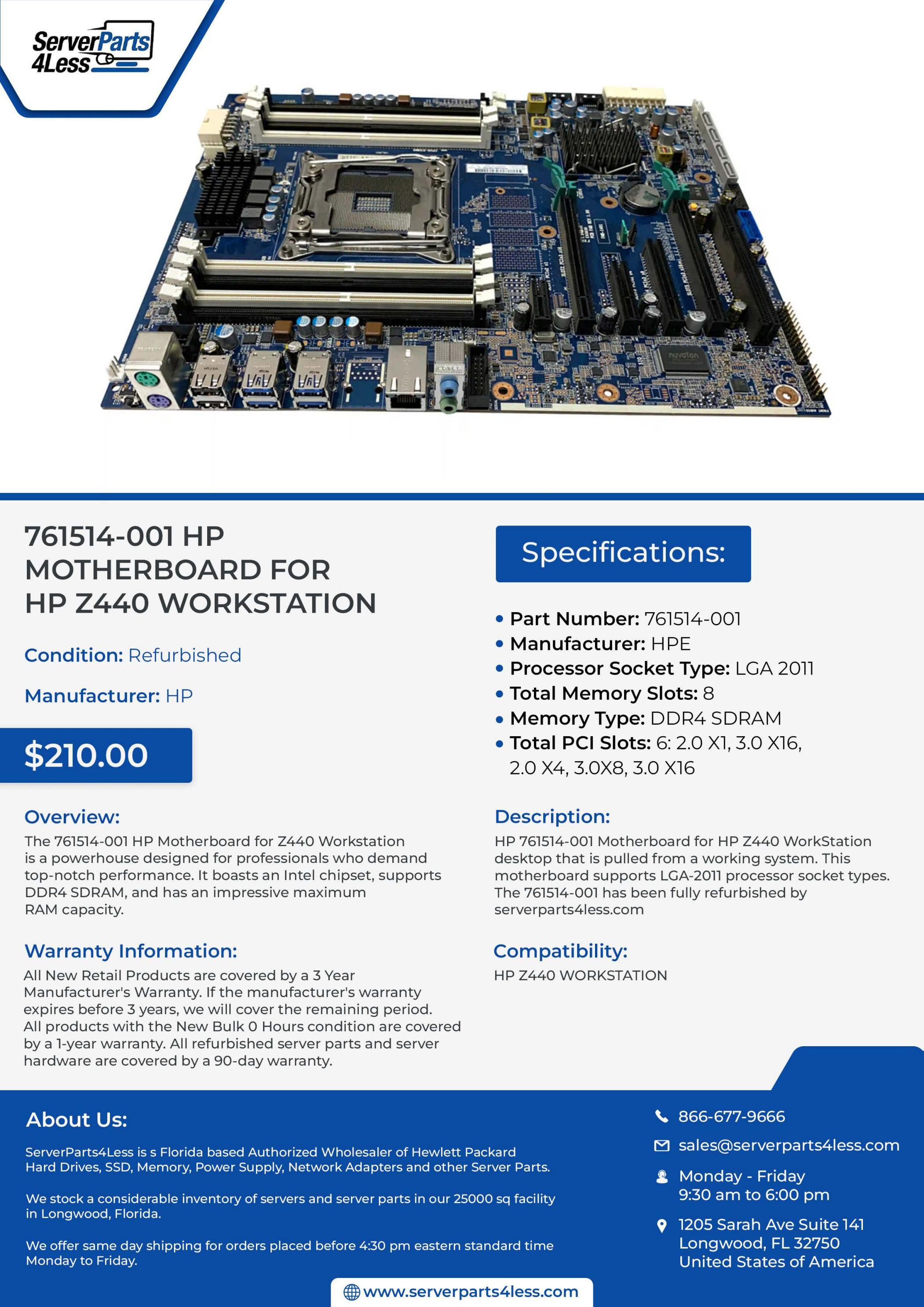 761514001 HP Motherboard for Z440 Workstation by ServerParts4Less Issuu
