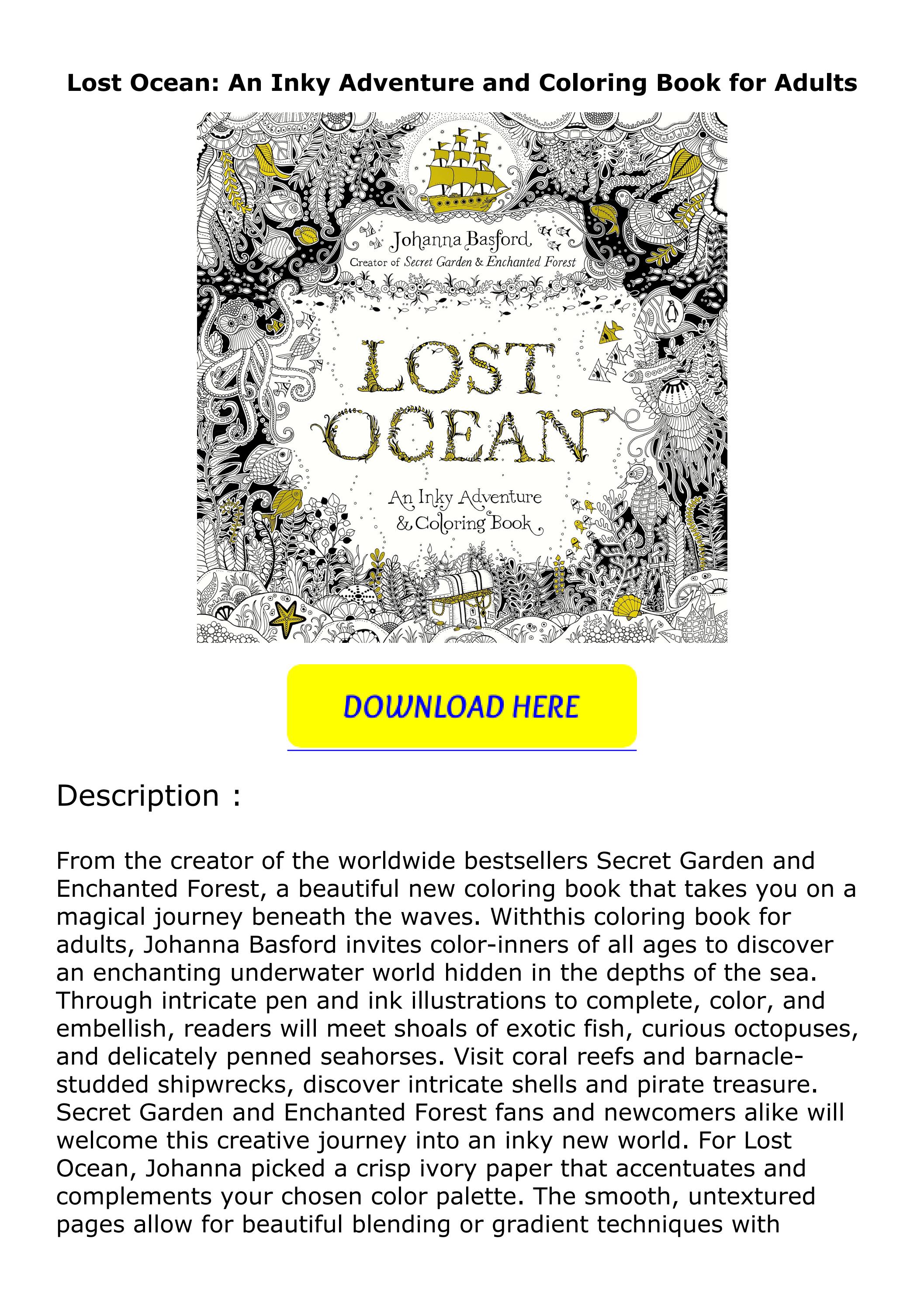 PDF ️Download ️ Lost Ocean: An Inky Adventure and Coloring Book for