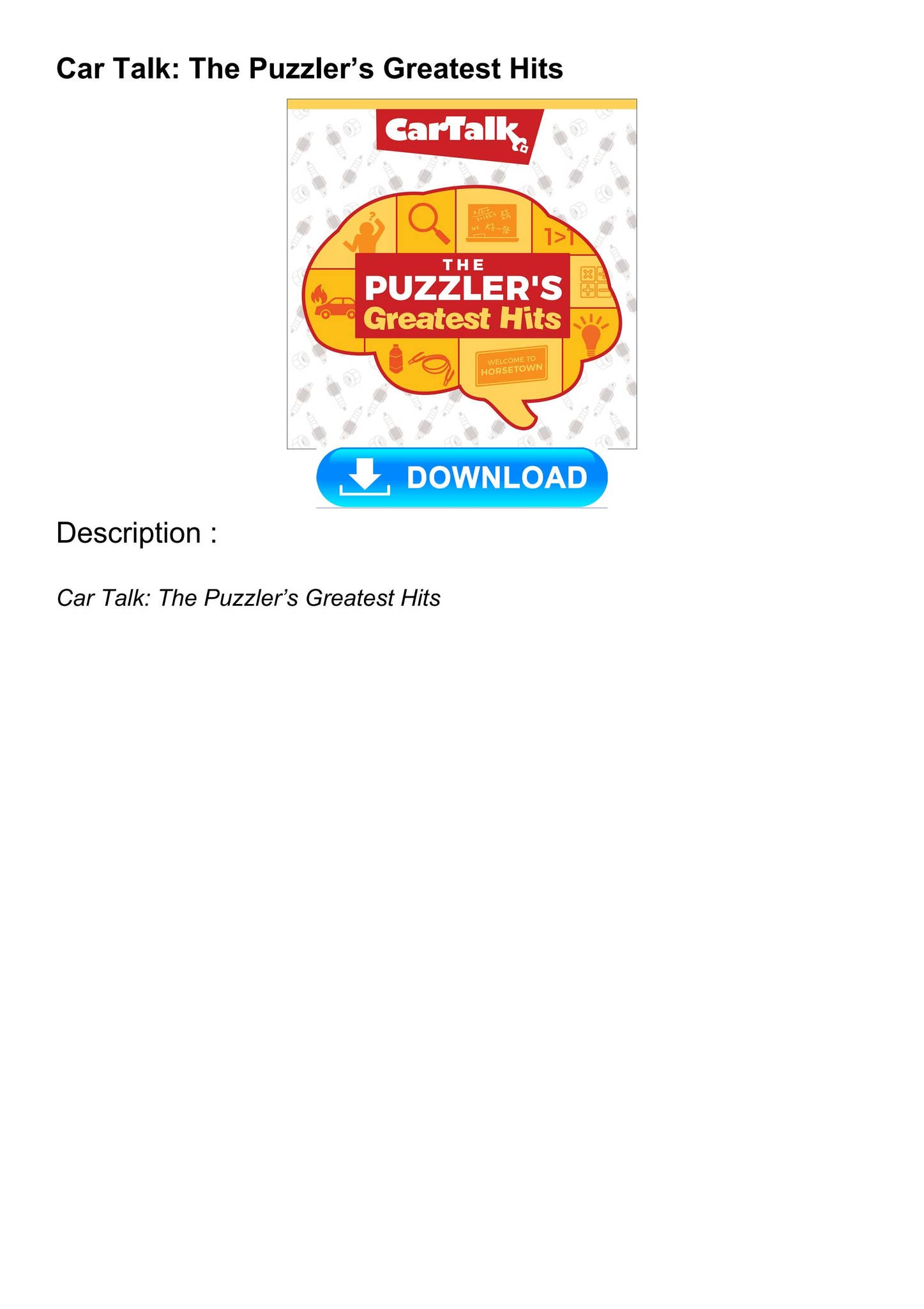 DOWNLOAD⚡PDF Car Talk: The Puzzler’s Greatest Hits by reginiafurrylivl ...