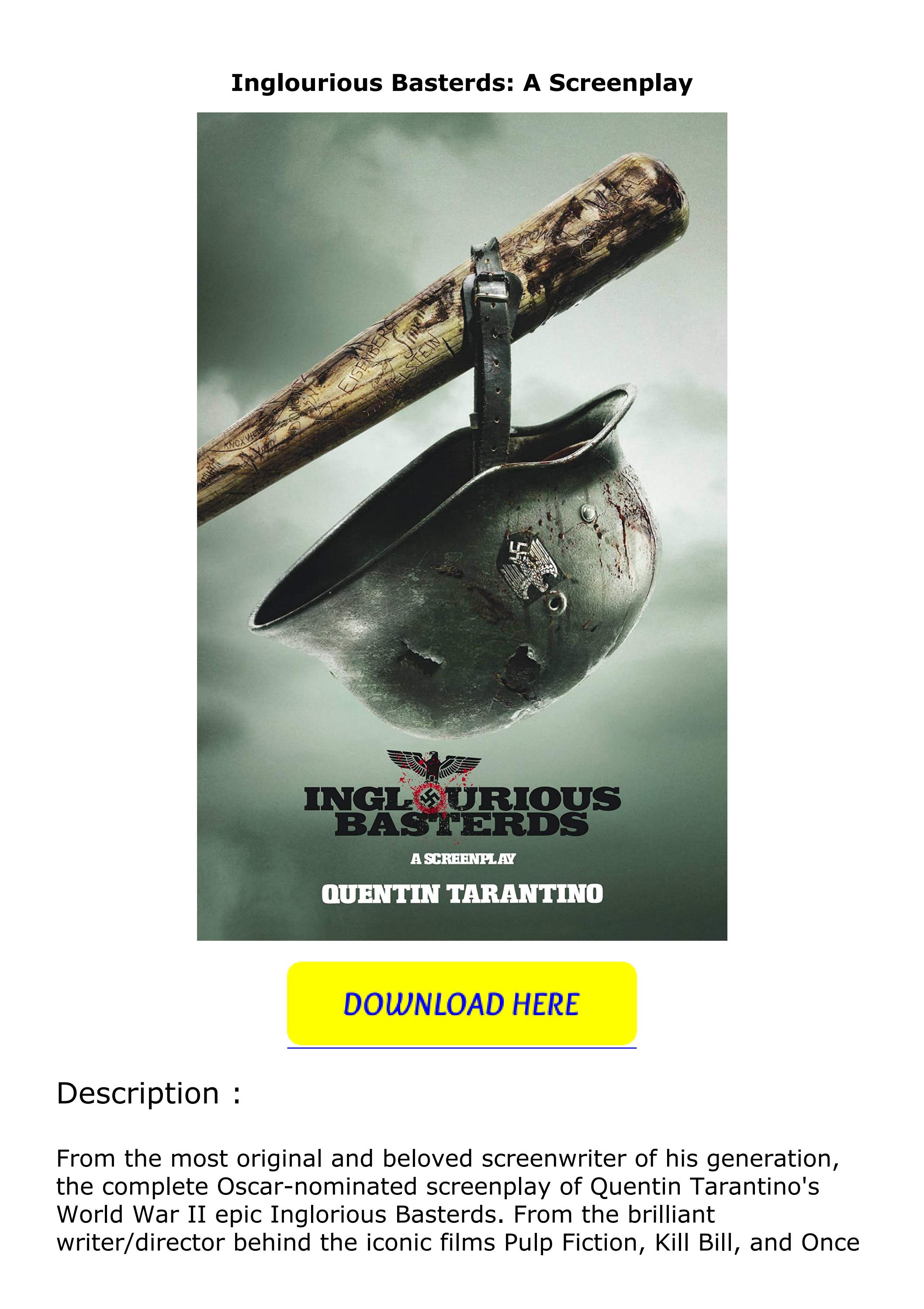 Pdf⚡️(read Inglourious Basterds A Screenplay by LeticiaCobb