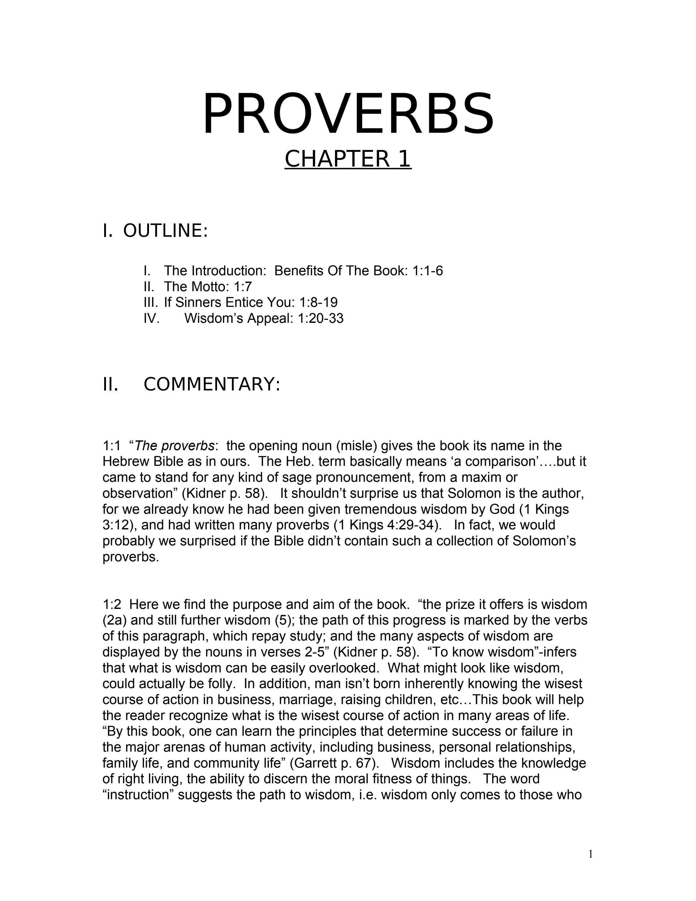 Proverbs Chapter 1 by Mark Dunagan - Issuu