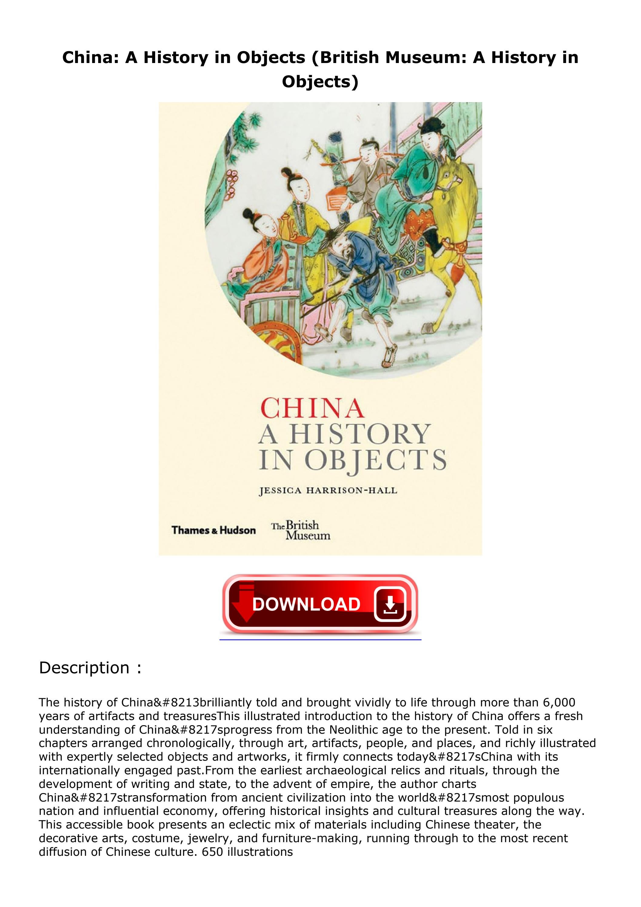 √[PDF] DOWNLOAD EBOOK China A History in Objects (British Museum A by phoenixmcdonaldase Issuu