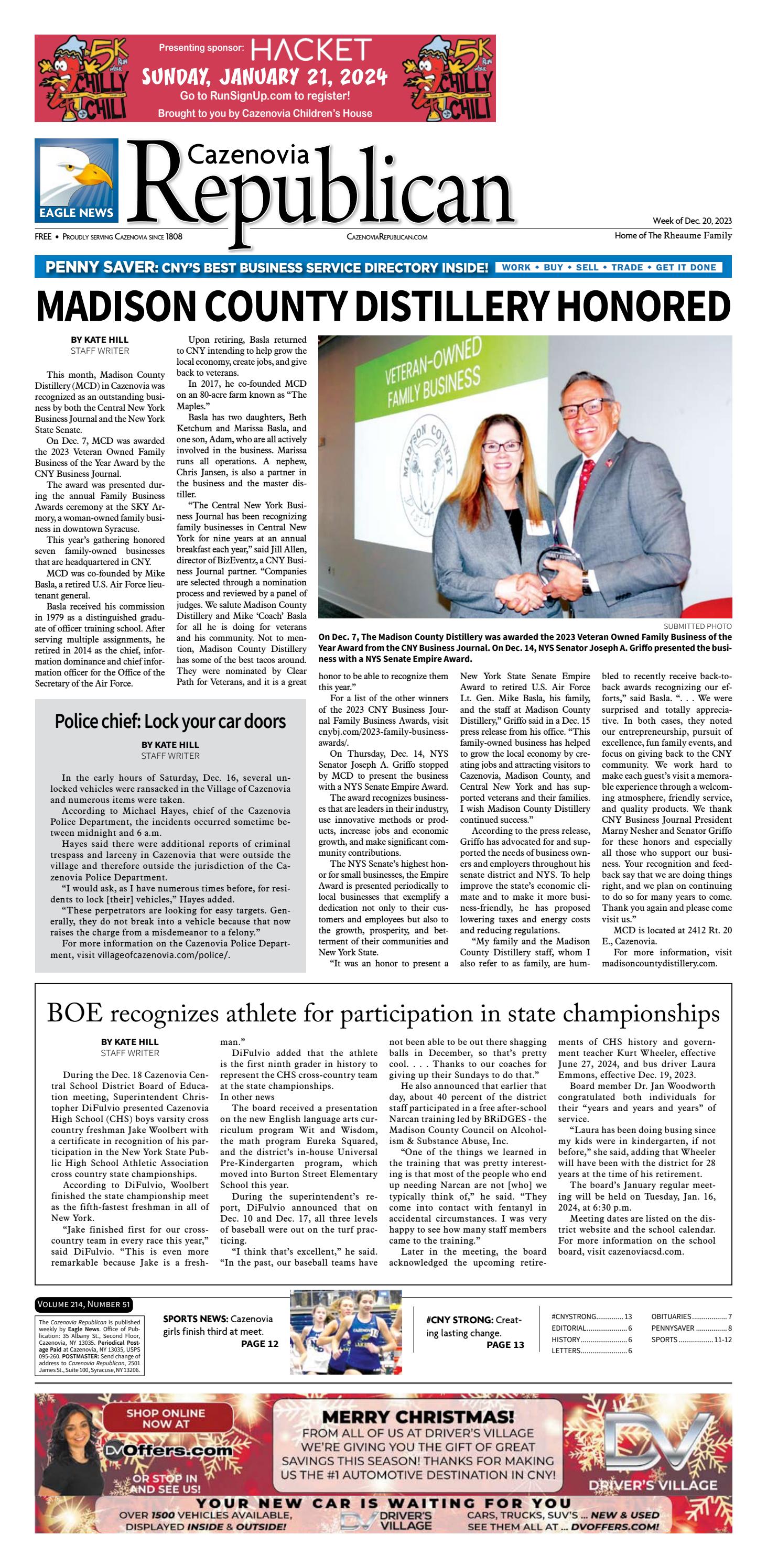 Cazenovia Republican digital edition Dec. 20, 2023 by Eagle