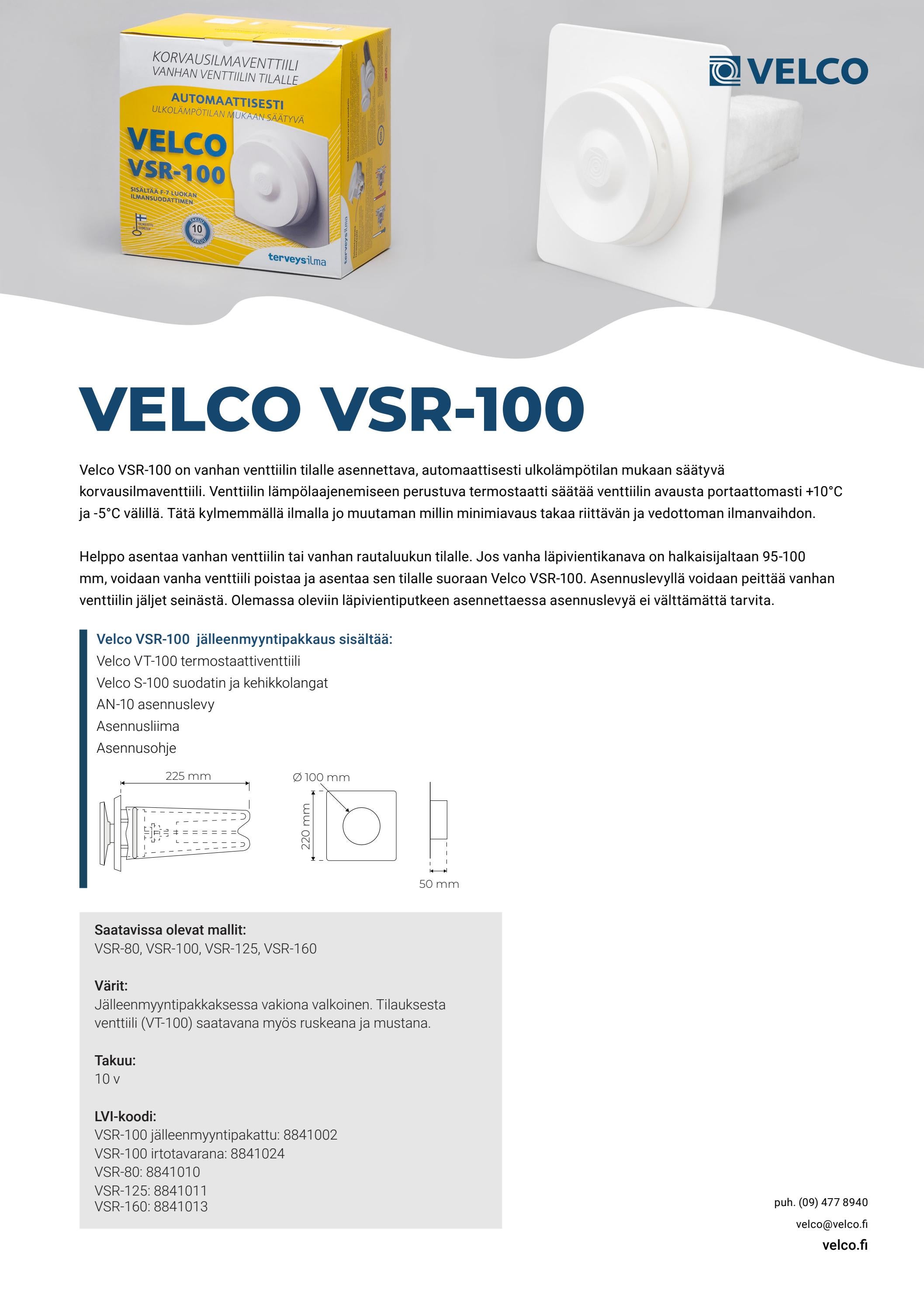 Velco VSR-100 Tuotekortti by velco.fi - Issuu