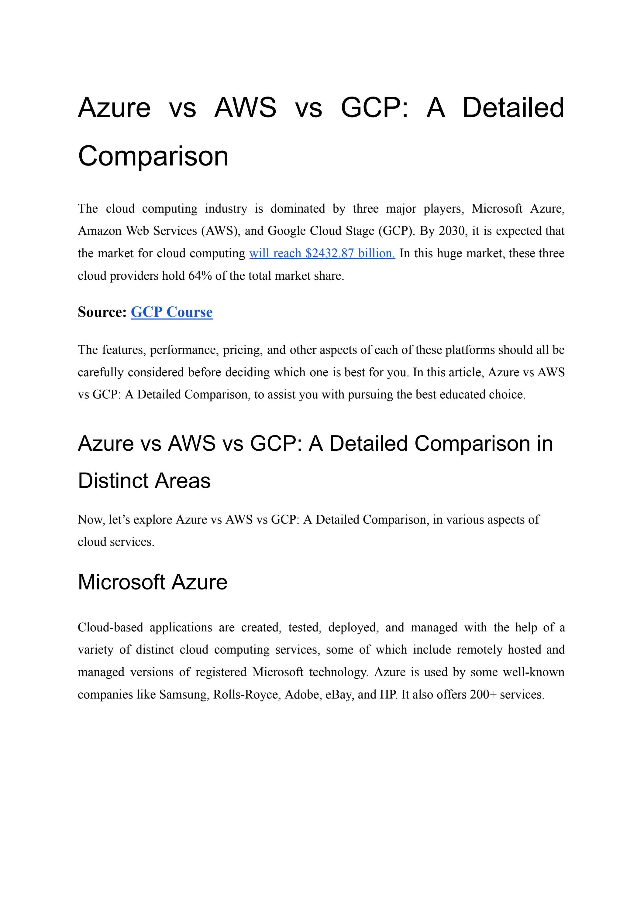 Azure vs AWS vs GCP A Detailed Comparison by Tech Insights Issuu