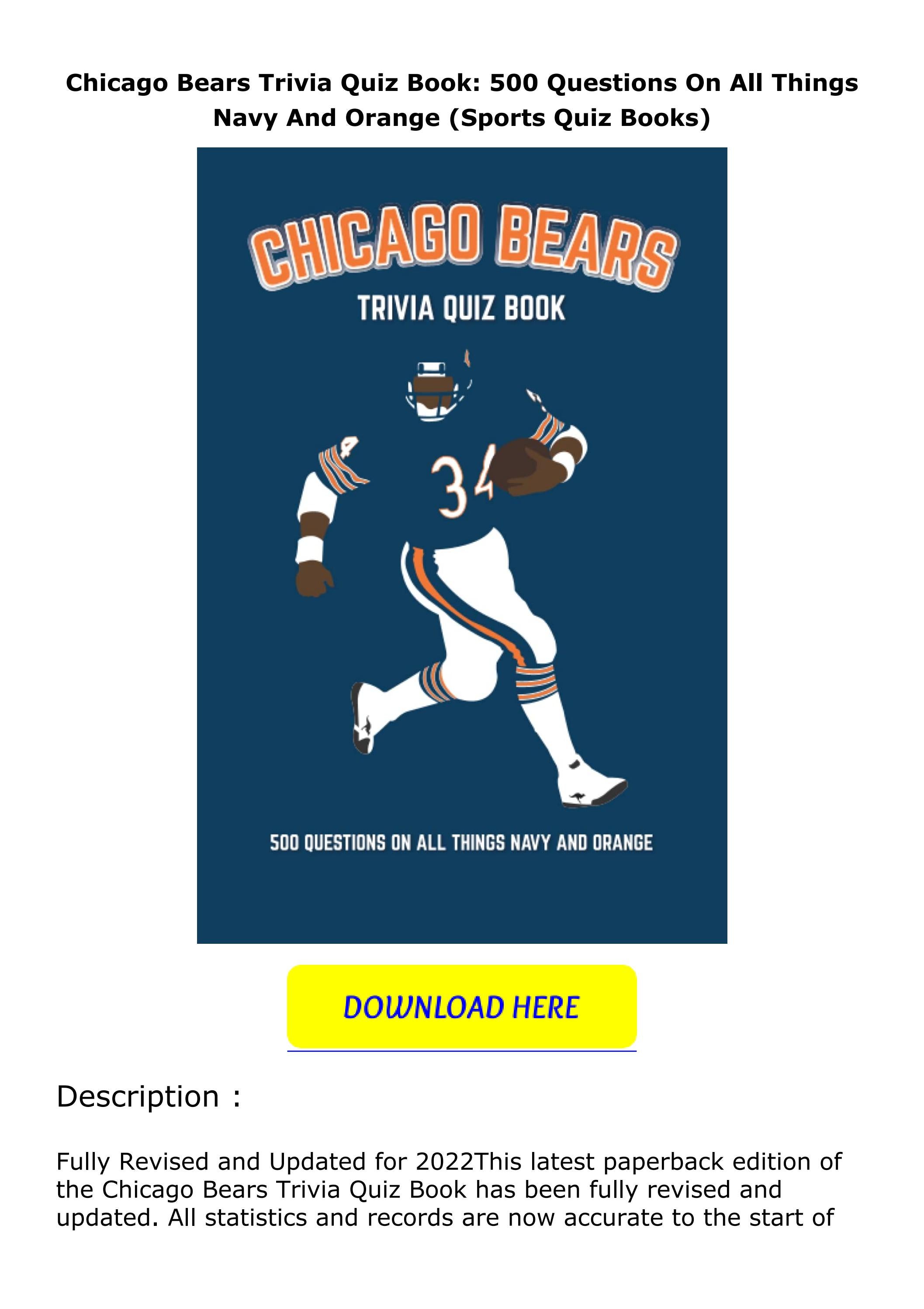 [Download ]⚡️PDF ️ Chicago Bears Trivia Quiz Book 500 Questions On All