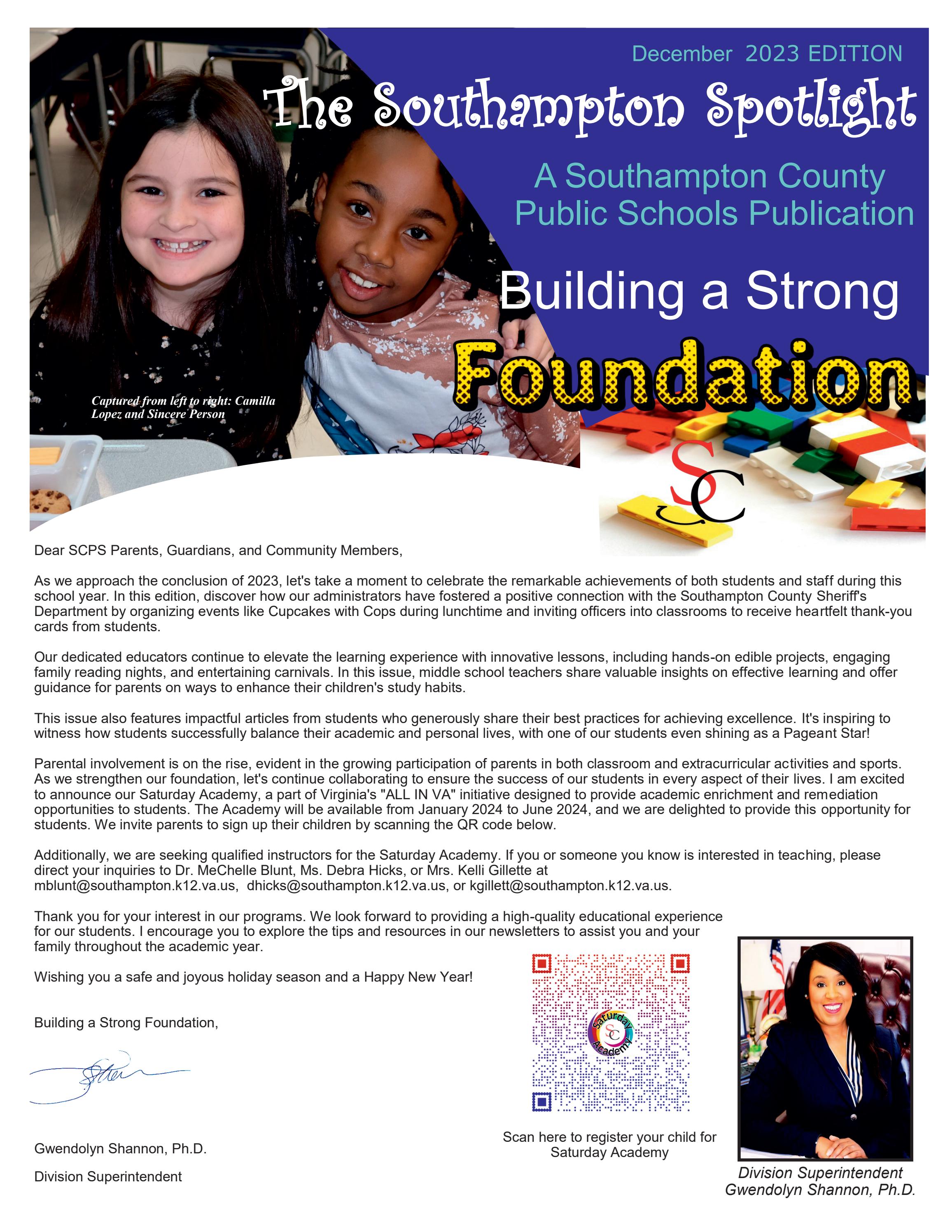 The Southampton Spotlight-December 2023 Edition by  SouthamptonCountyPublicSchools - Issuu