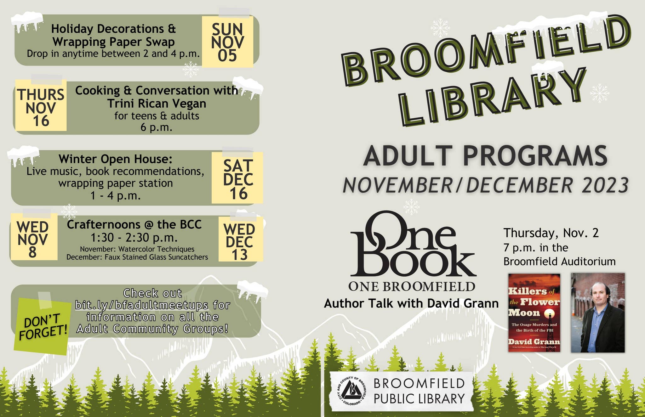 Broomfield Library Adult Newsletter November and December 2023 by