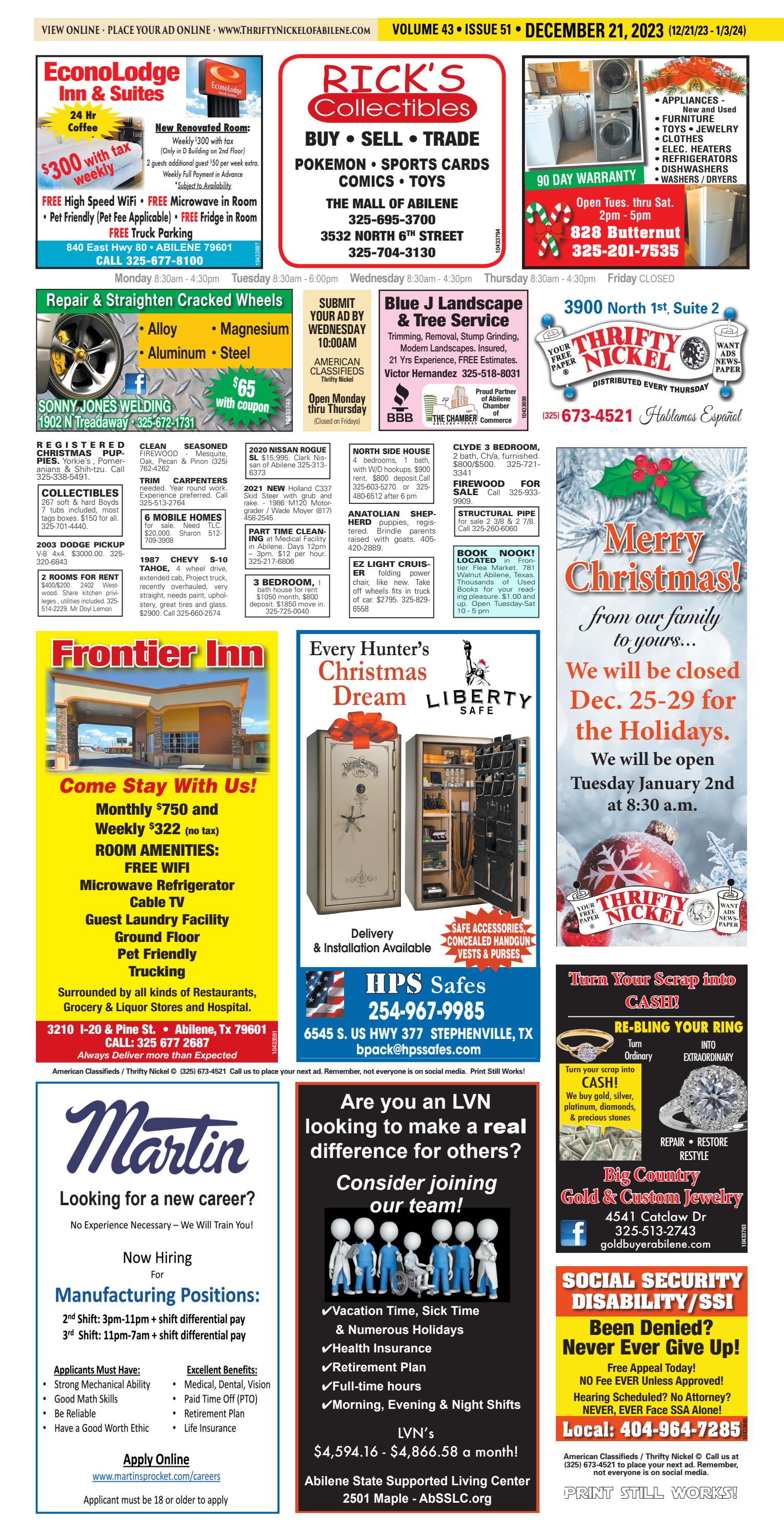 Abilene American Classifieds (122123) Thrifty Nickel by Thrifty
