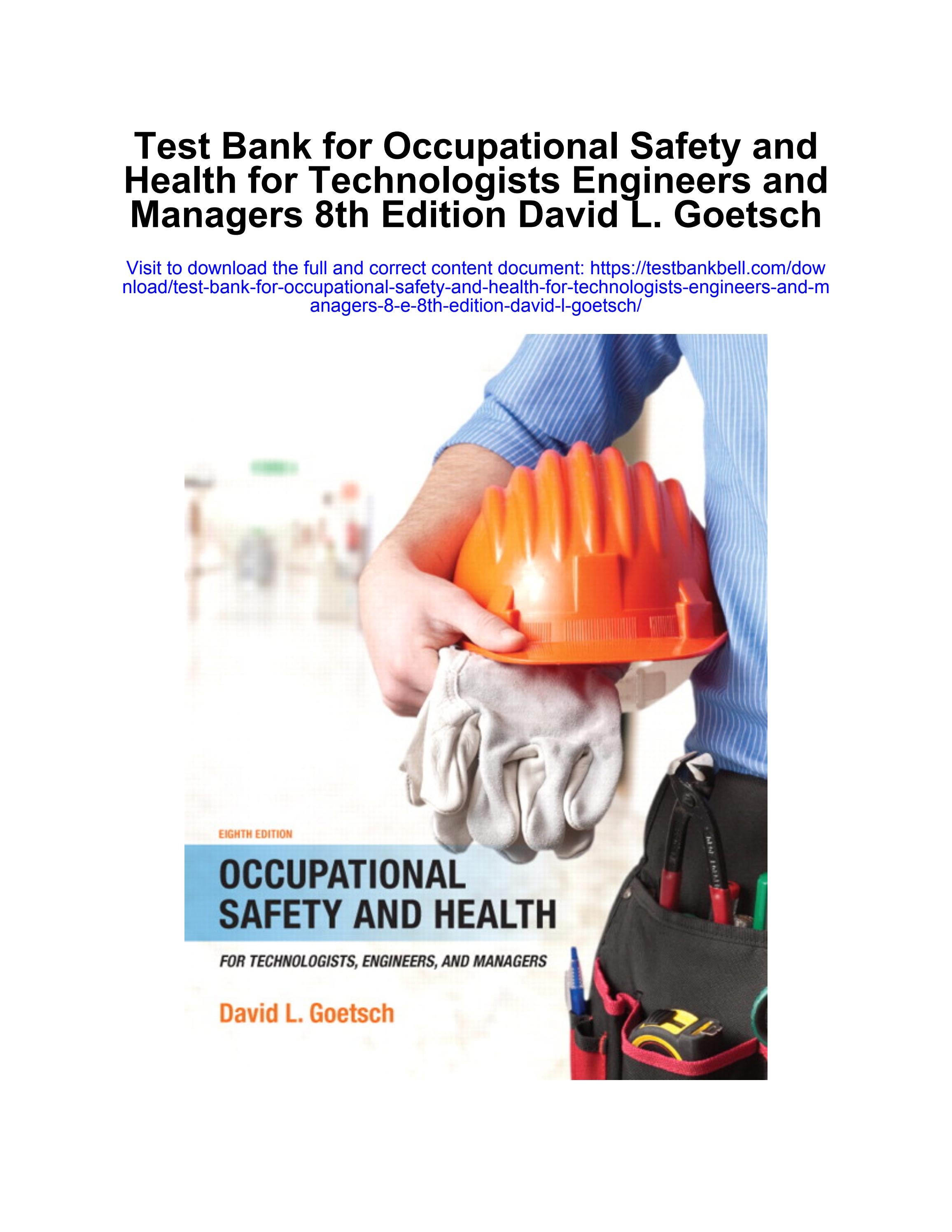 Test bank for occupational safety and health for technologists