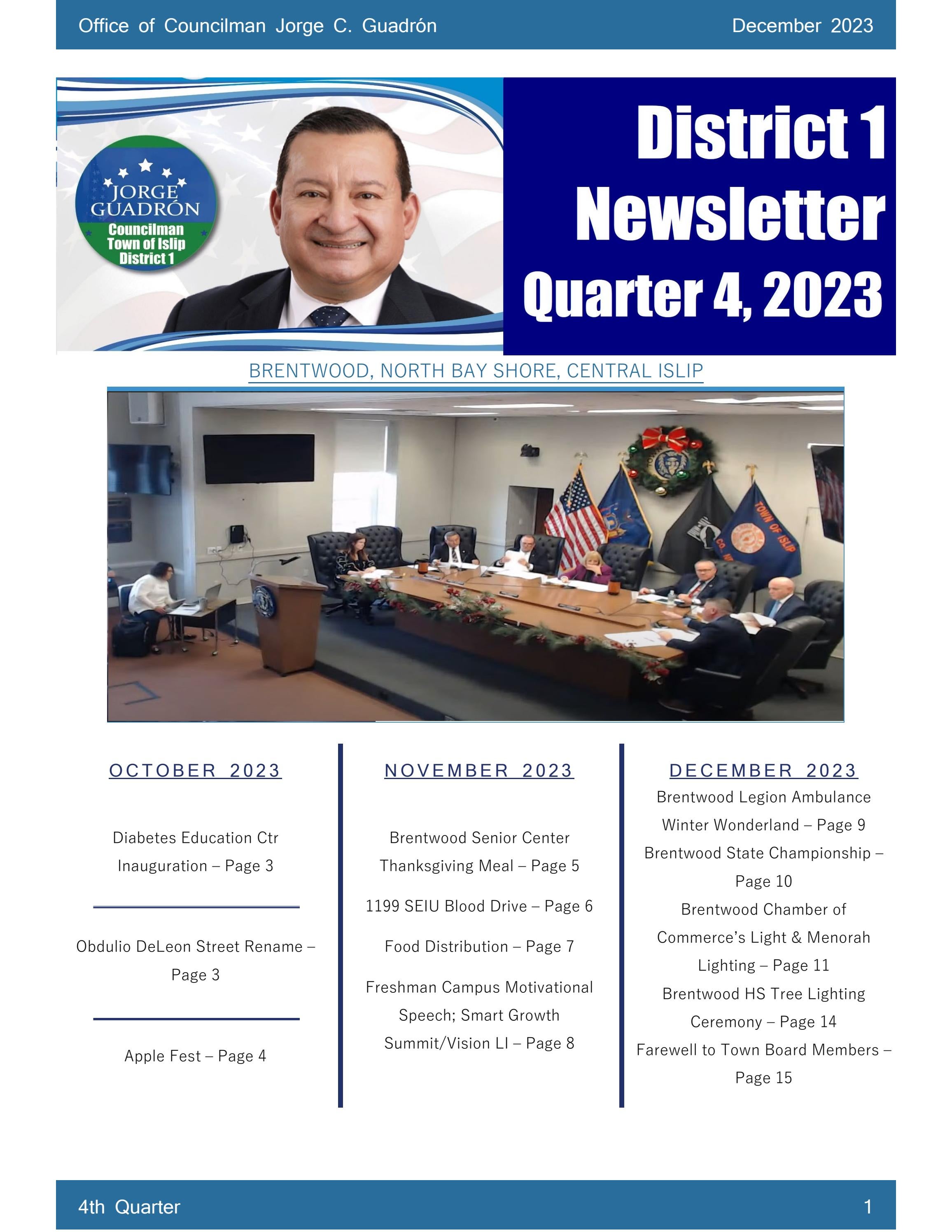 Town of Islip District 1 Quarter 4 Newsletter by Councilman Jorge C Guadron  - Issuu