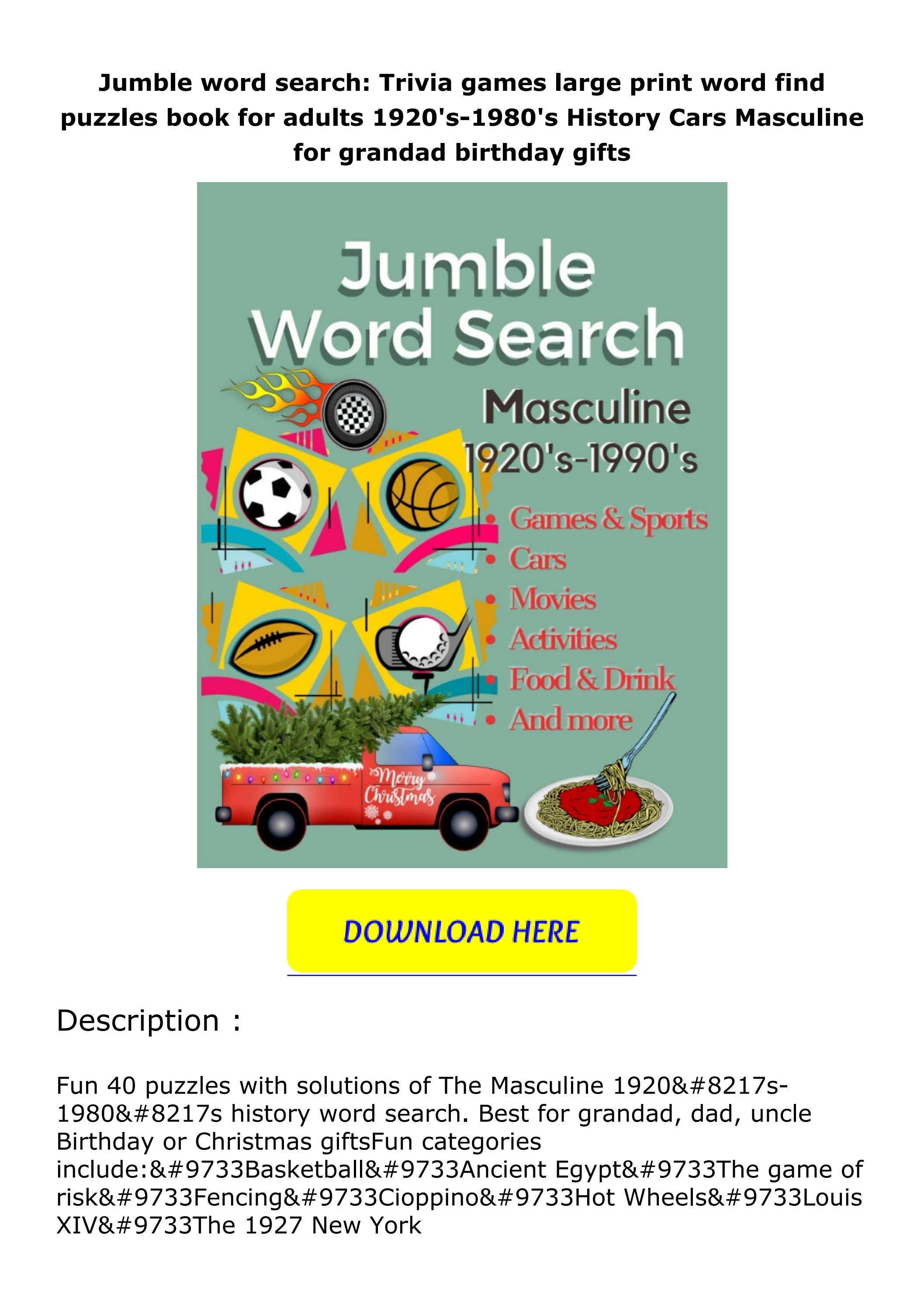 Pdf⚡️(read Jumble word search Trivia games large print word