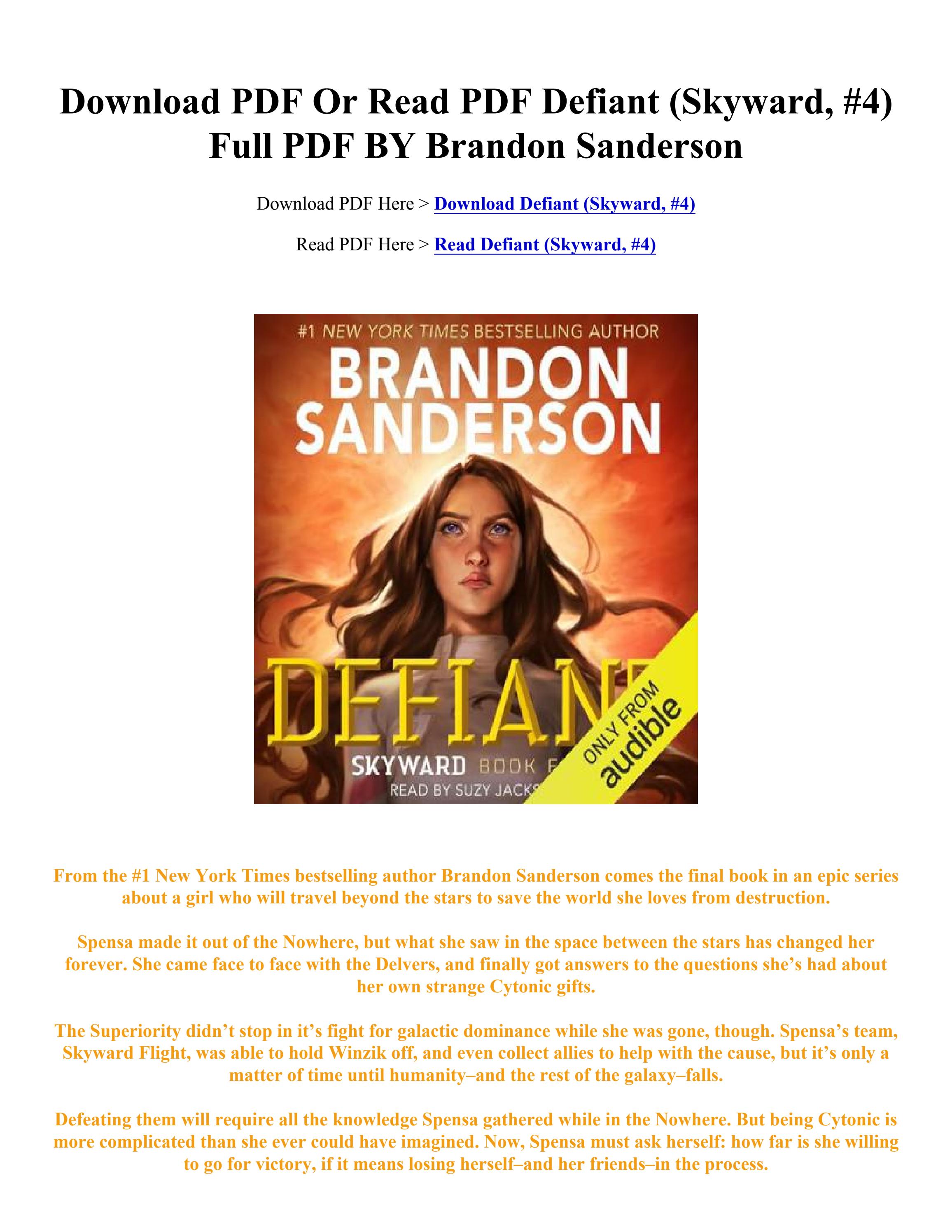 (PDF) Download Defiant (Skyward, 4) Brandon Sanderson by