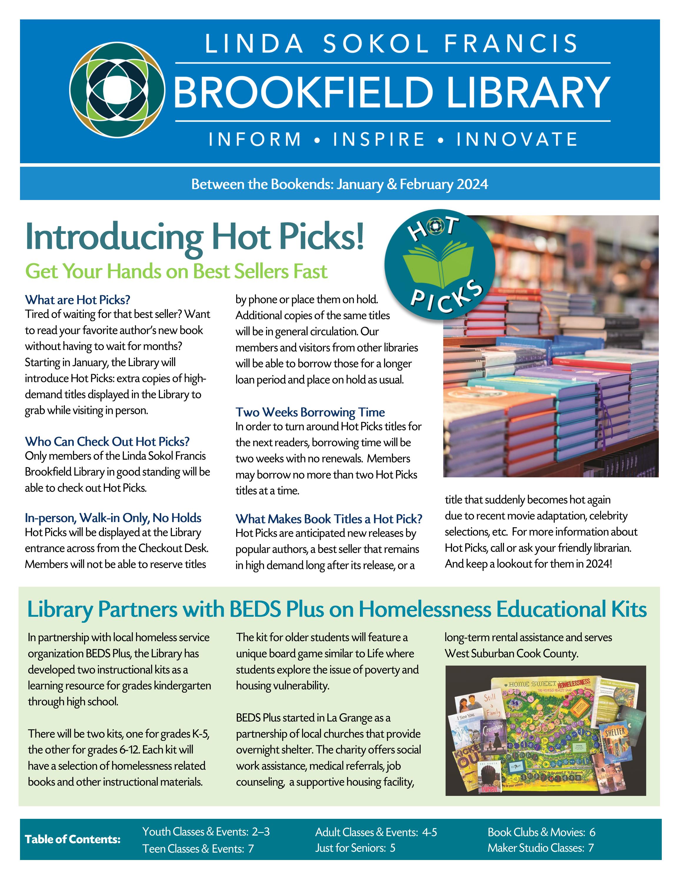 Between the Bookends January & February 2024 by LSFBrookfieldLibrary