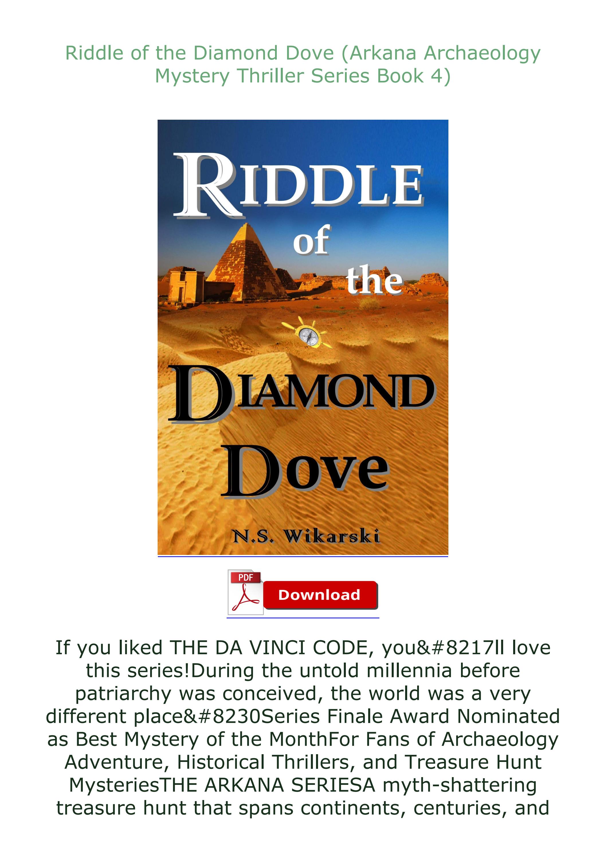 EBOOK DOWNLOAD FREE Riddle of the Diamond Dove (Arkana Archaeology