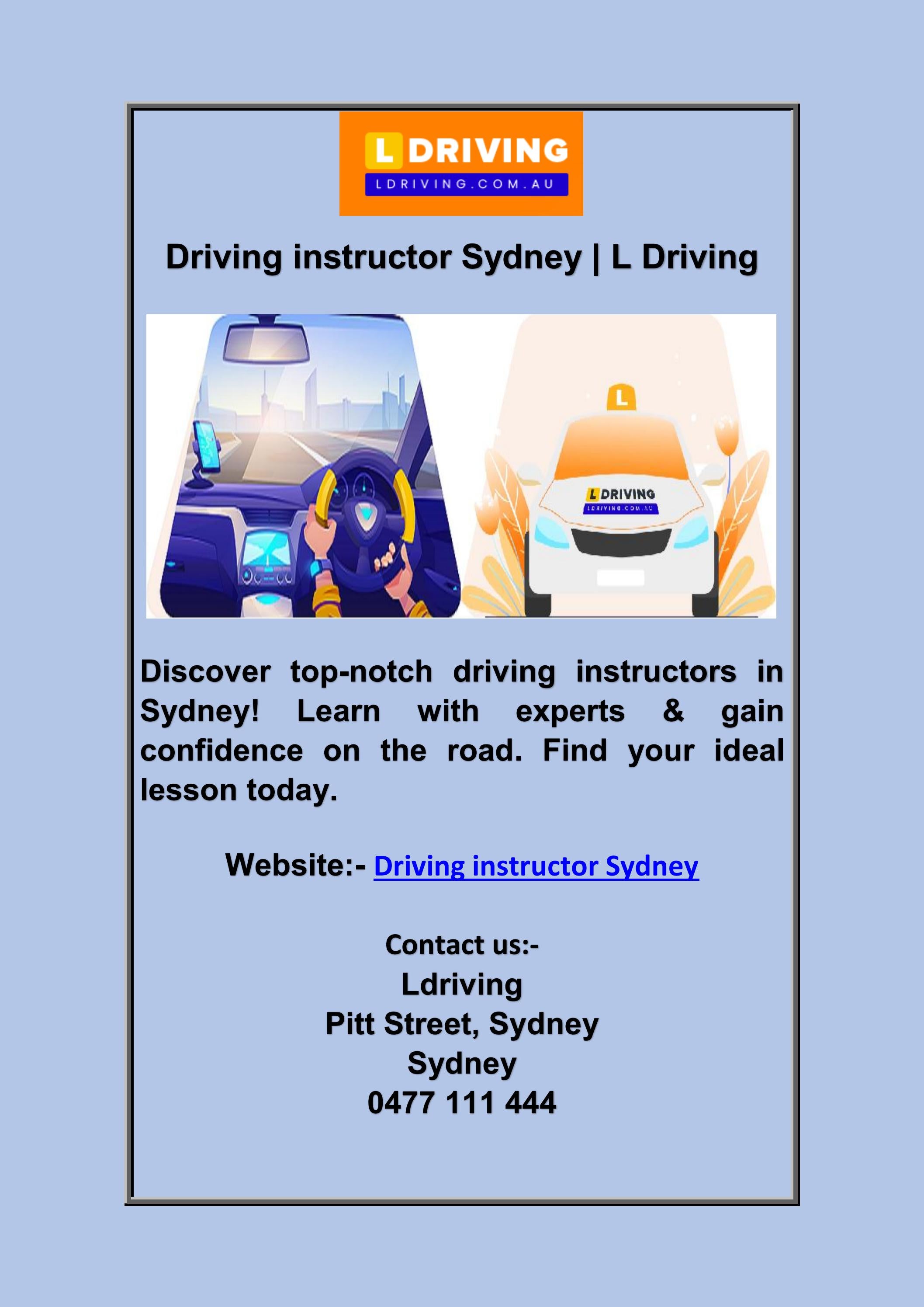 Driving instructor Sydney L Driving by L Driving Issuu