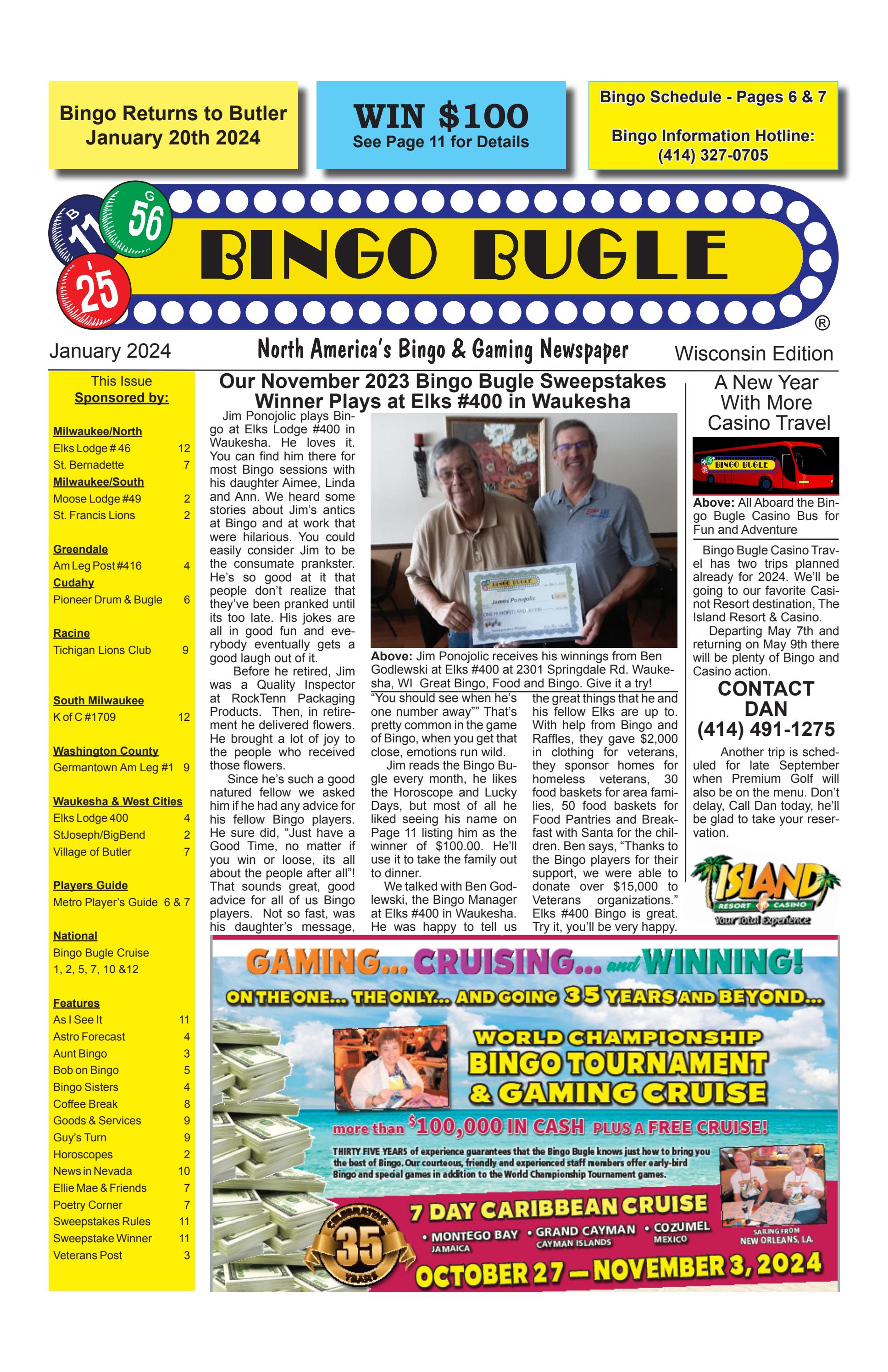 Player's Guide Bingo Bugle of Wisconsin