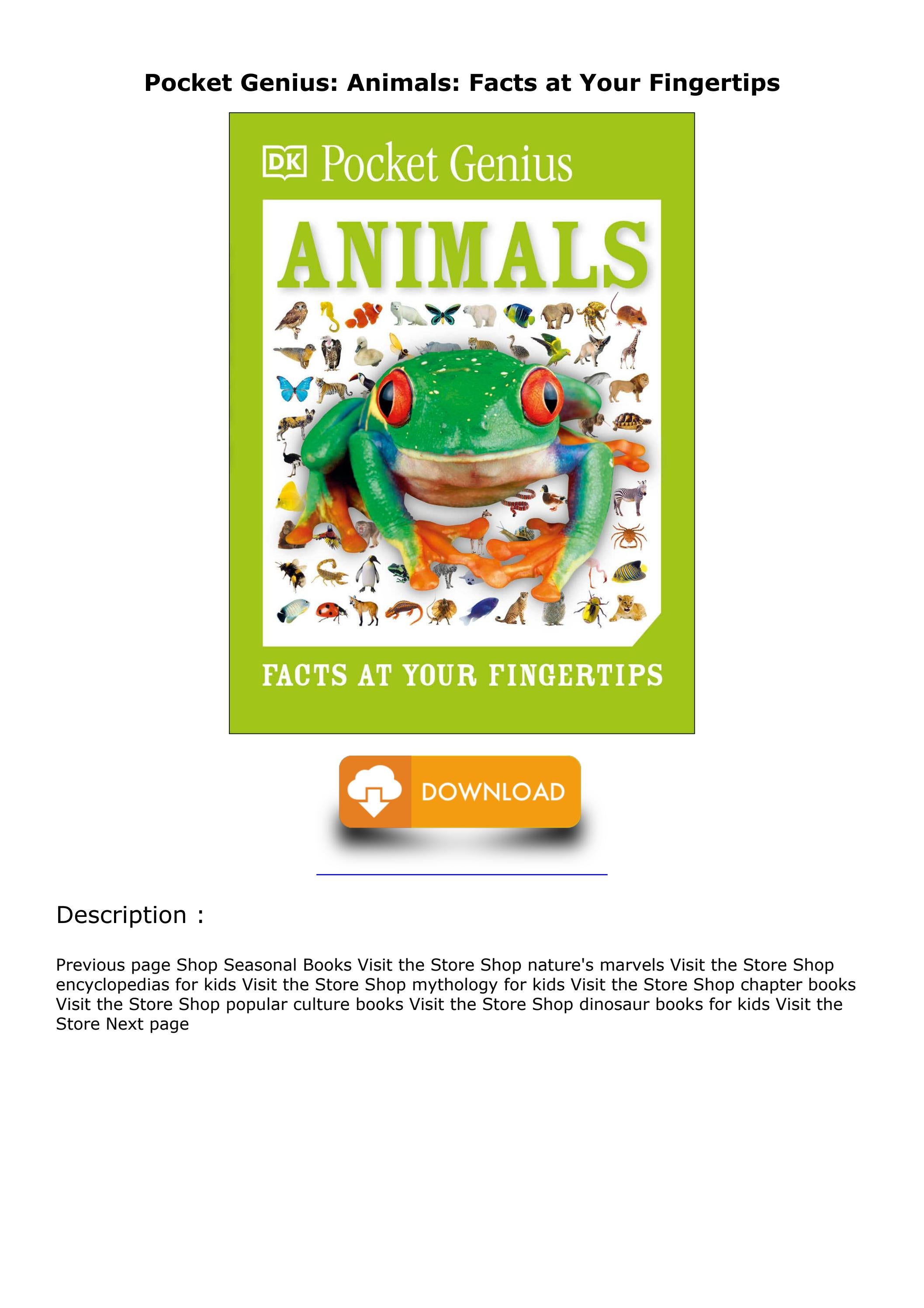 (⭐PDF⚡/DOWNLOAD) Pocket Genius Animals Facts at Your Fingertips kind